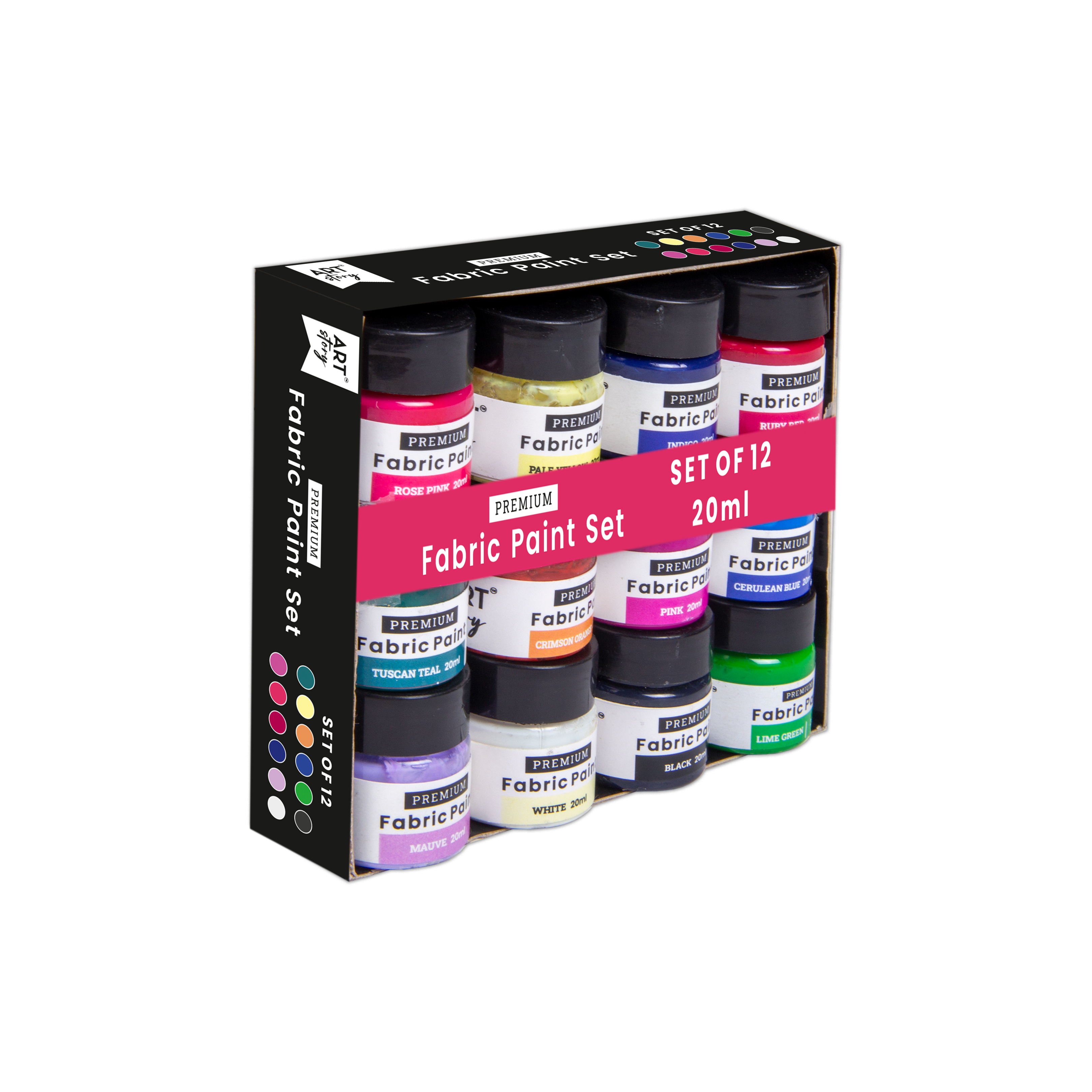 Premium Fabric Paint Set 12 colours X 20ml each