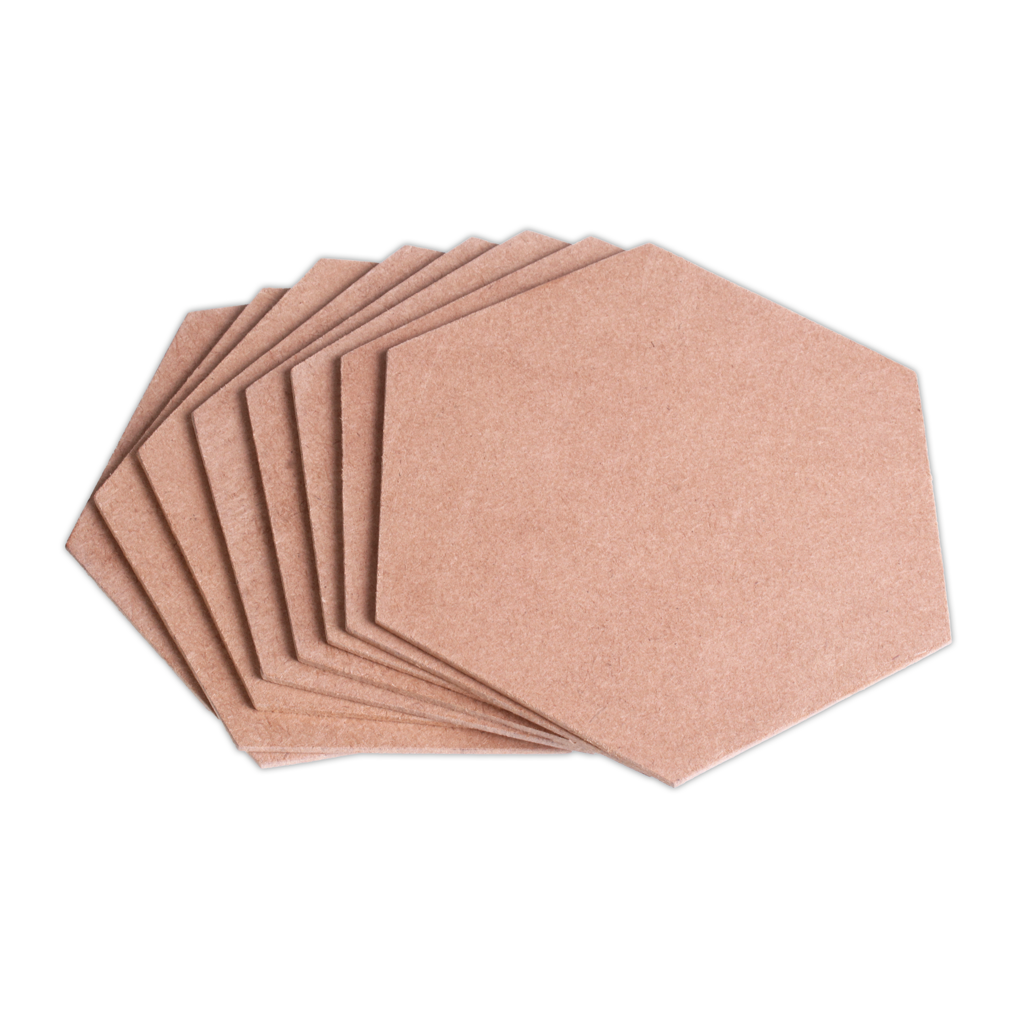 MDF Coaster Hexagon 4inch Dia 2mm Thick Set of 8pc