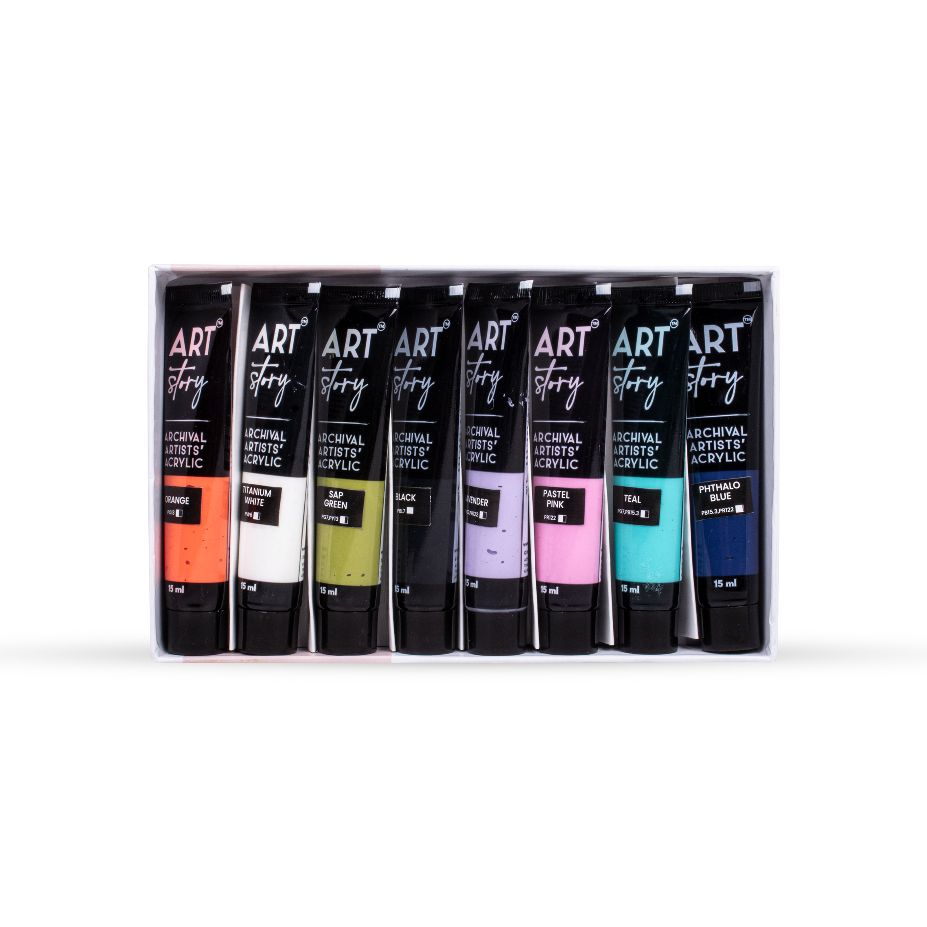 Artists Acrylic Colour Set Pastel 8 Colors X 15ml each