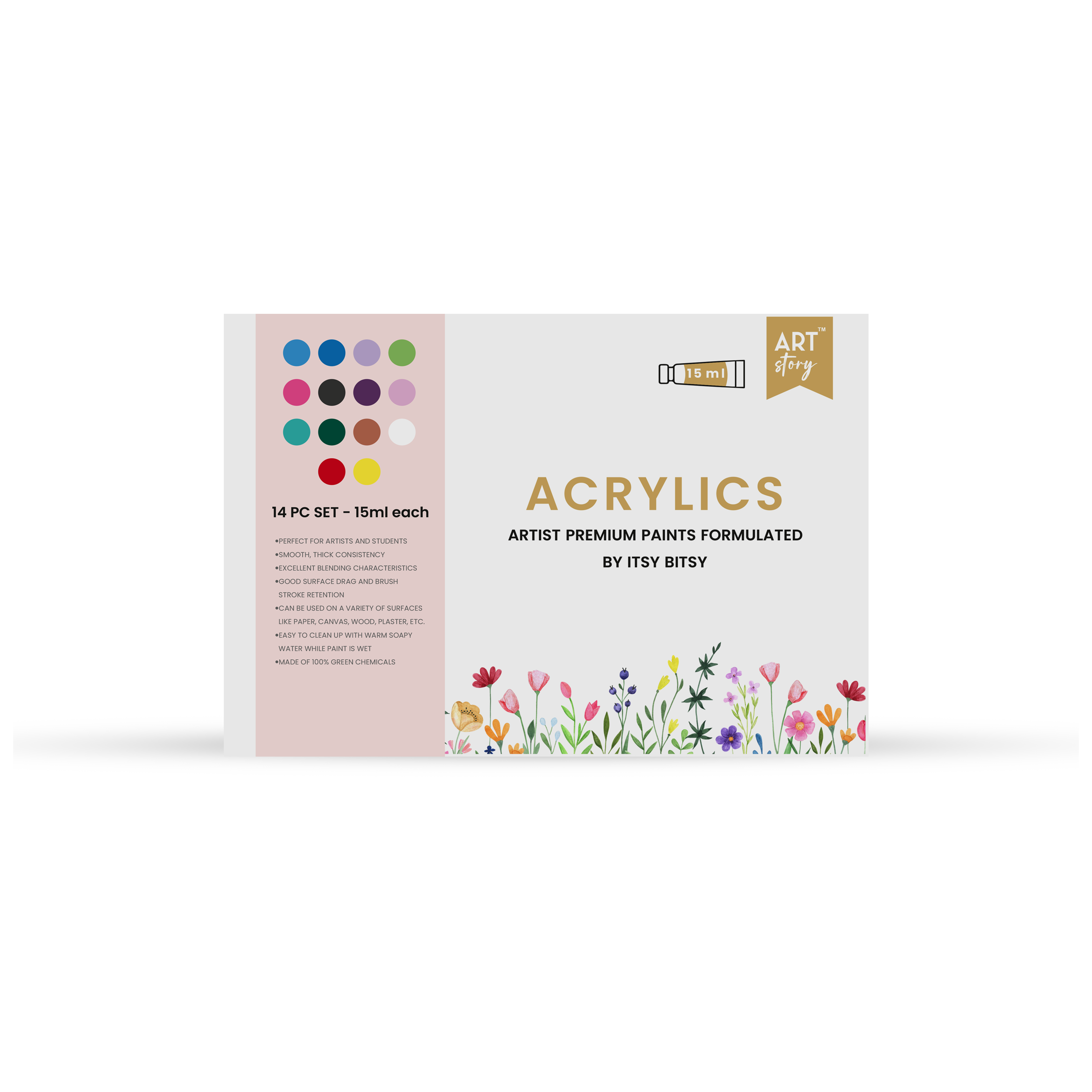 Artists Acrylic Colour Set 14 Colors X 15ml each