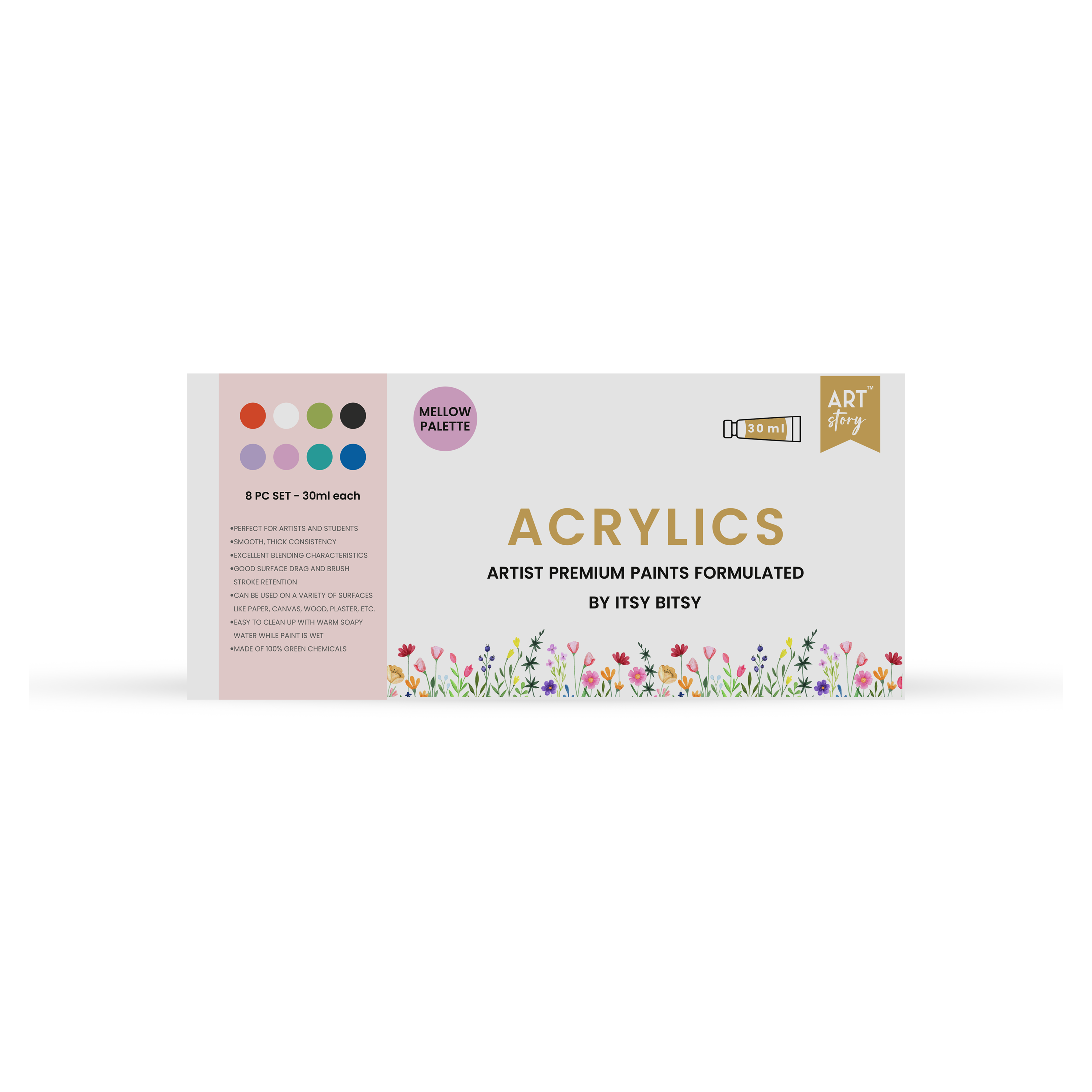 Artists Acrylic Colour Set Pastel 8 colours X 30ml each