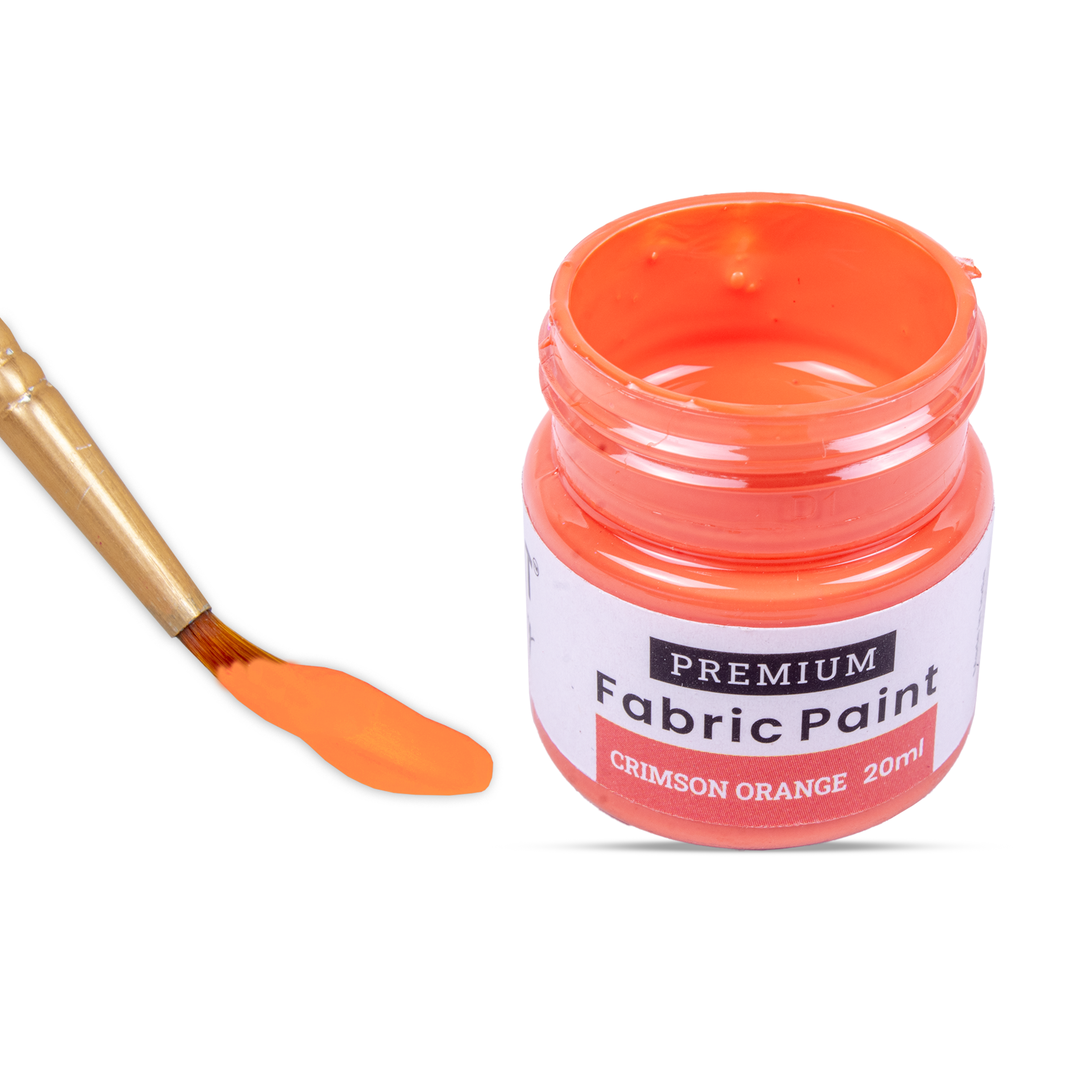 Premium Fabric Paint Crimson Orange 20ml Bottle