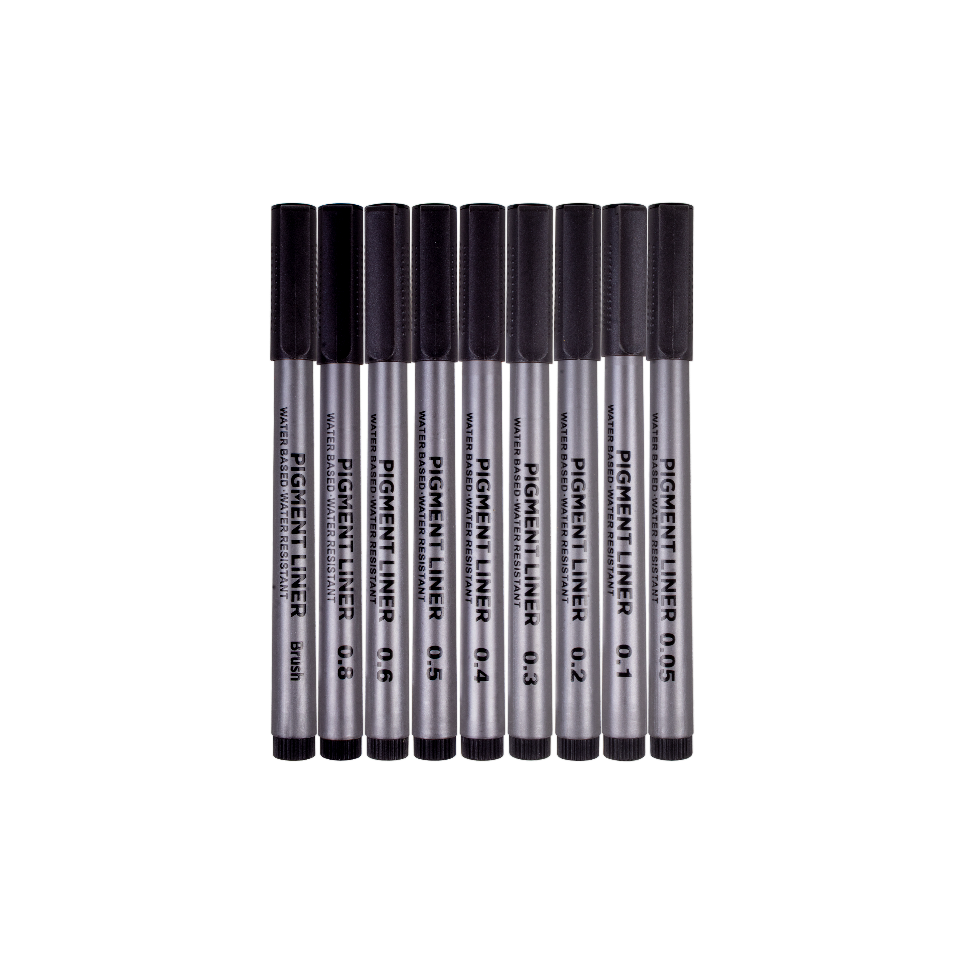 Pigment Fineliner Water Based Black Brush Tip Pack Of 9pc