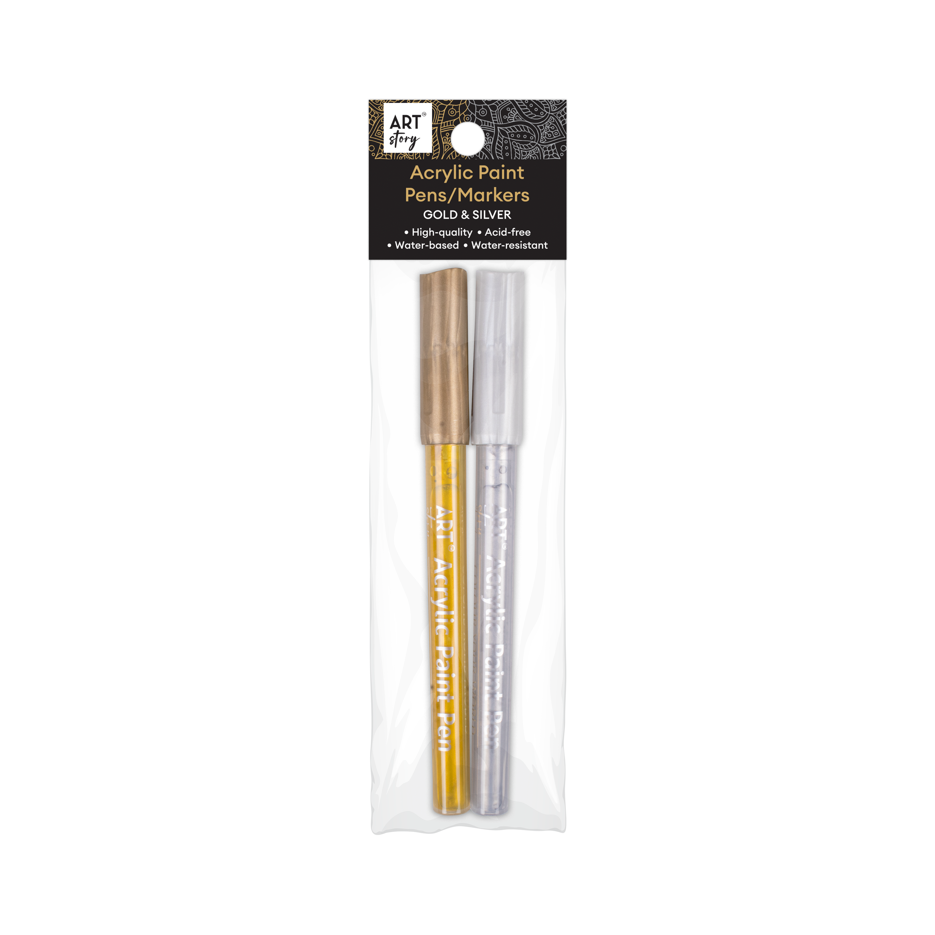 Acrylic Paint Marker Pen Water Based Gold & Silver 1mm Tip Pack Of 2pc