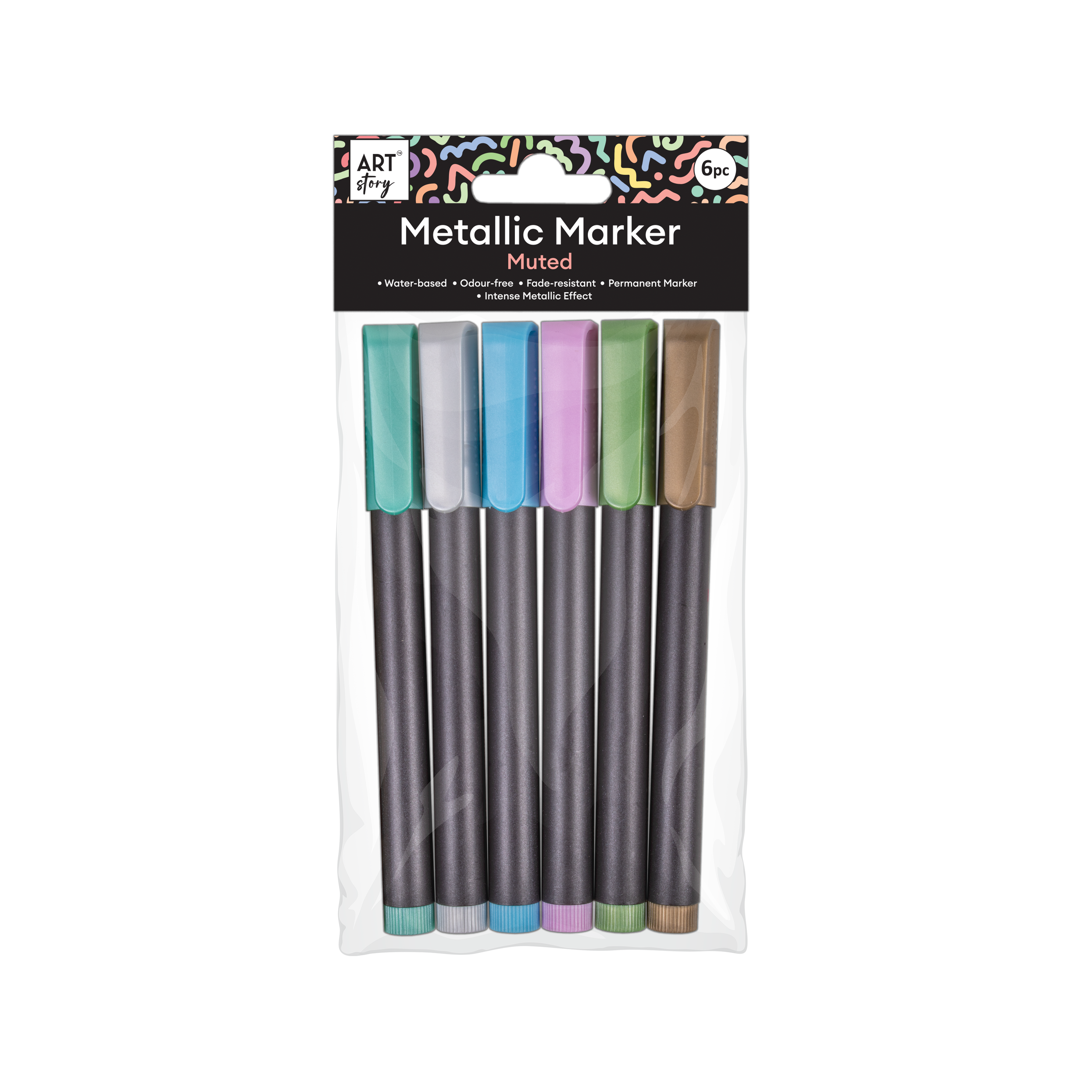 Metallic Marker Pen Water Based Muted Pack Of 6pc