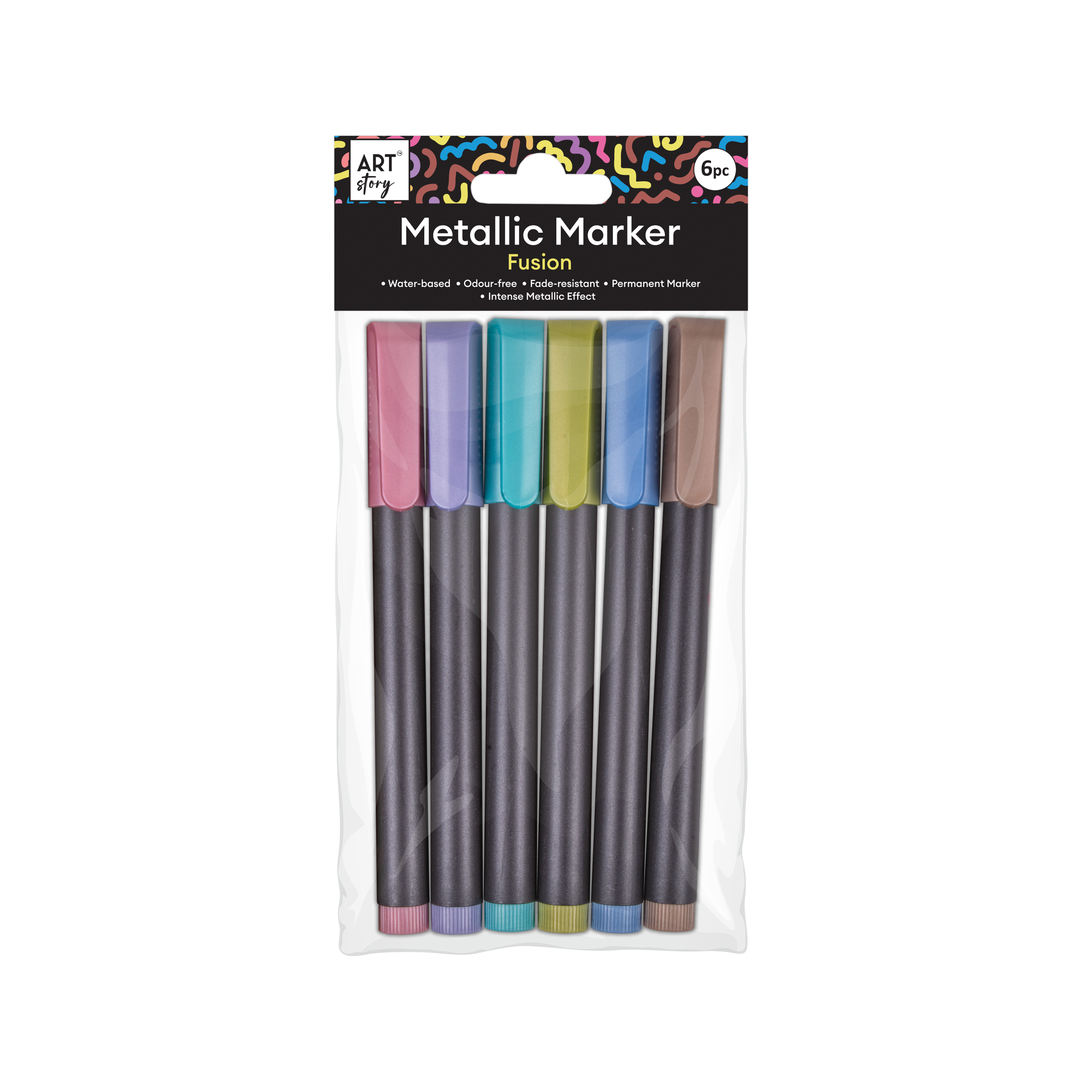 Metallic Marker Pen Water Based Fusion Pack Of 6pc