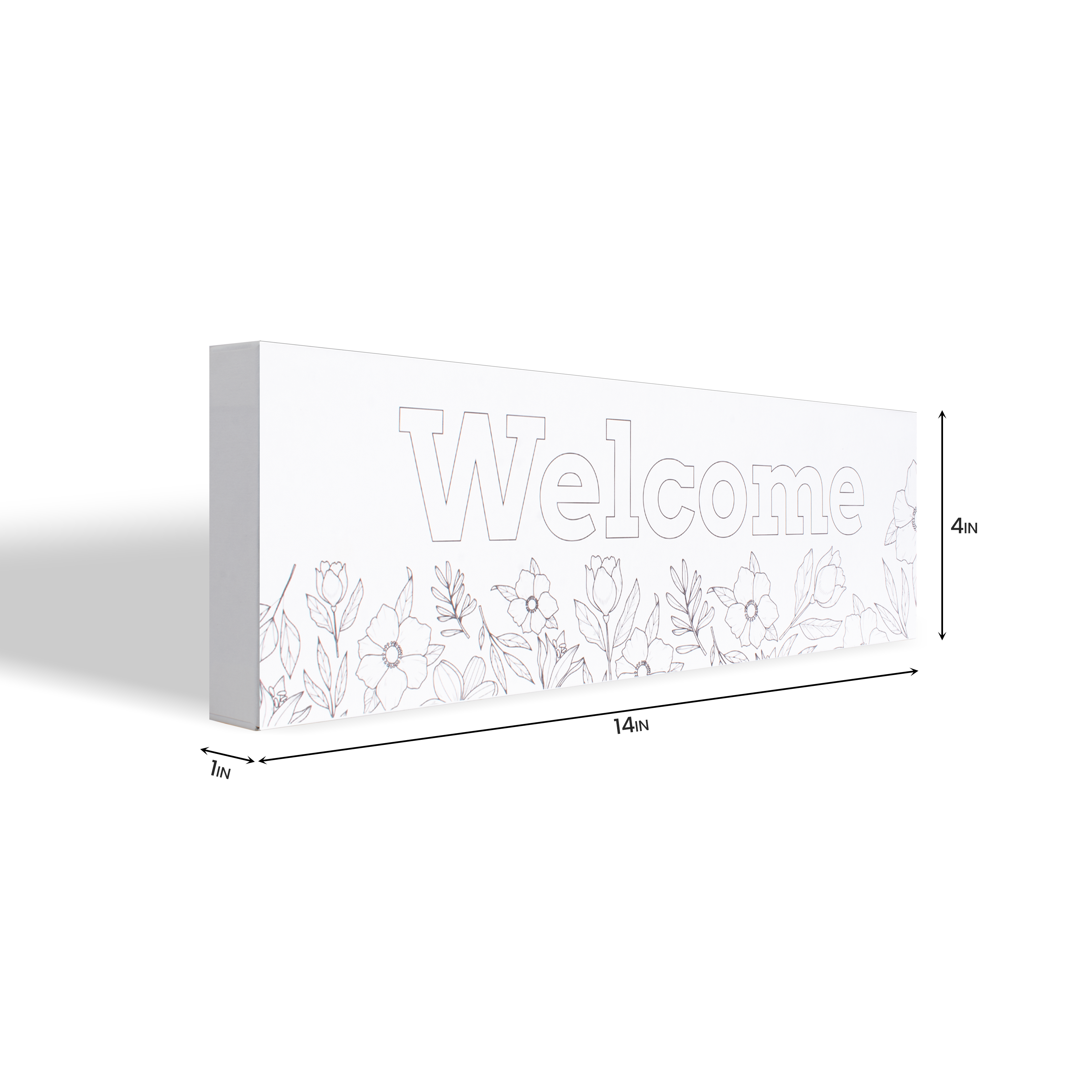 Paintable Pre-Printed Panel Welcome Approx L14 XW4 X H1inch 1pc