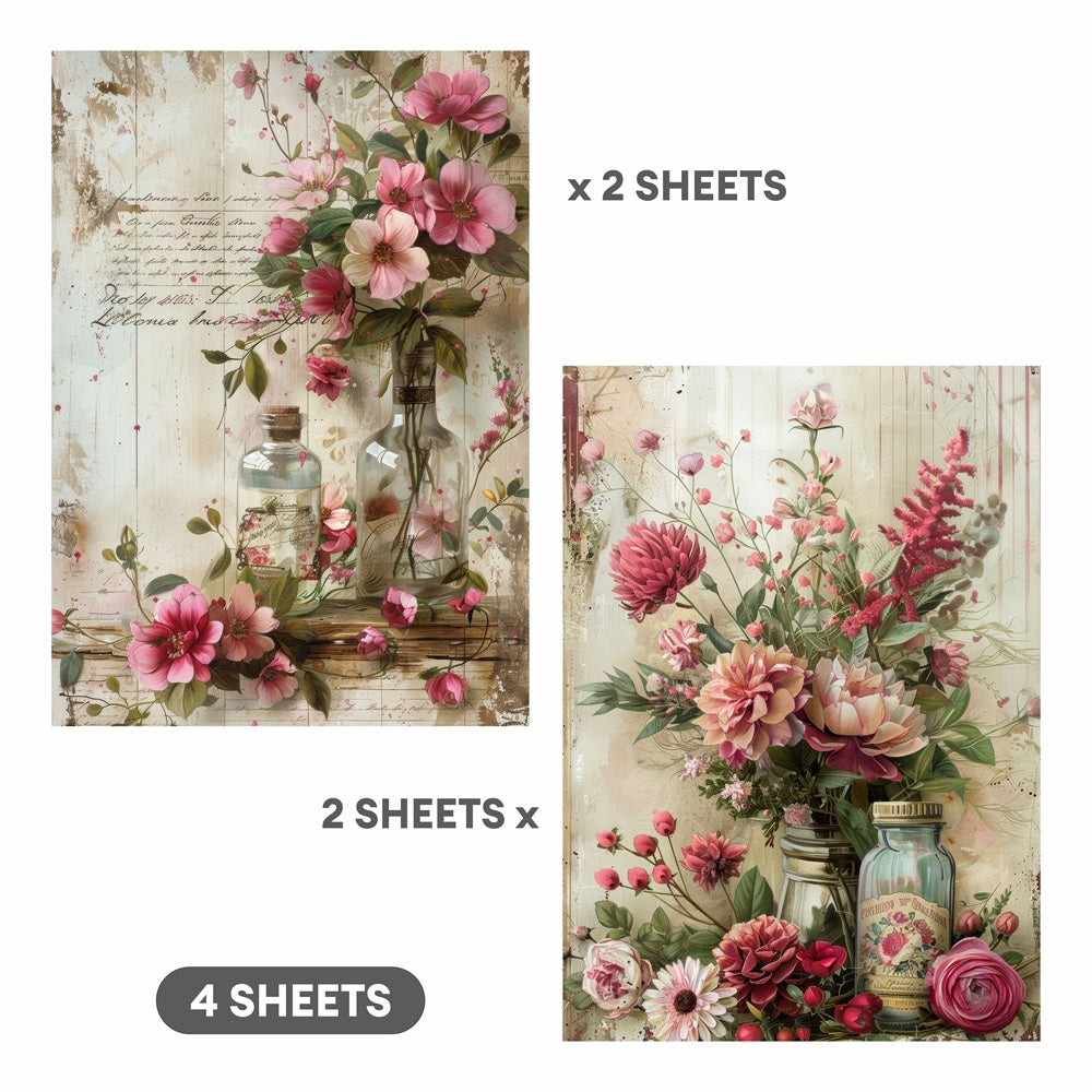 Decoupage Paper Country Flora 2Designs 70GSM A4 4Sheets