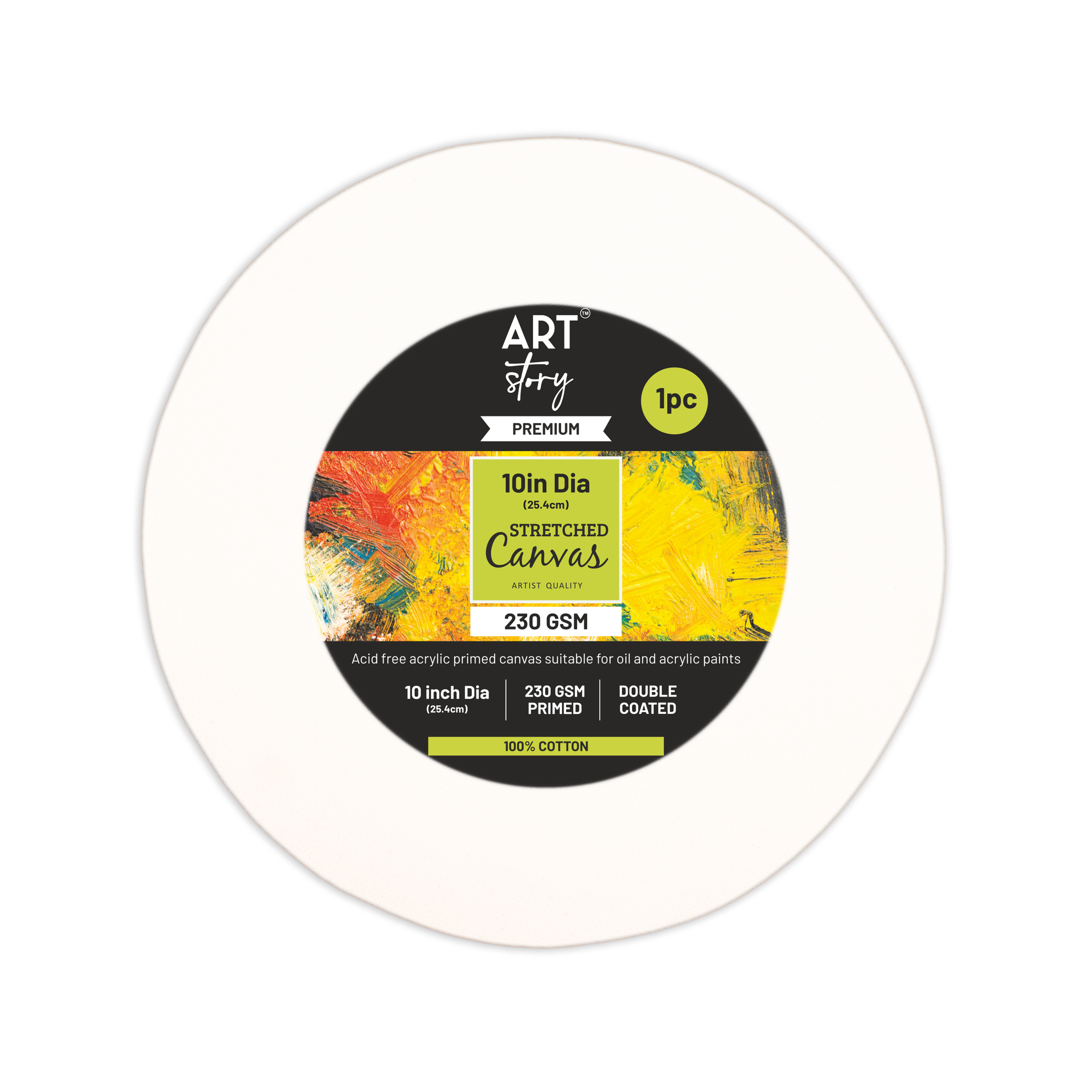 Stretched Canvas Round 22mm 10inch Dia 1pc