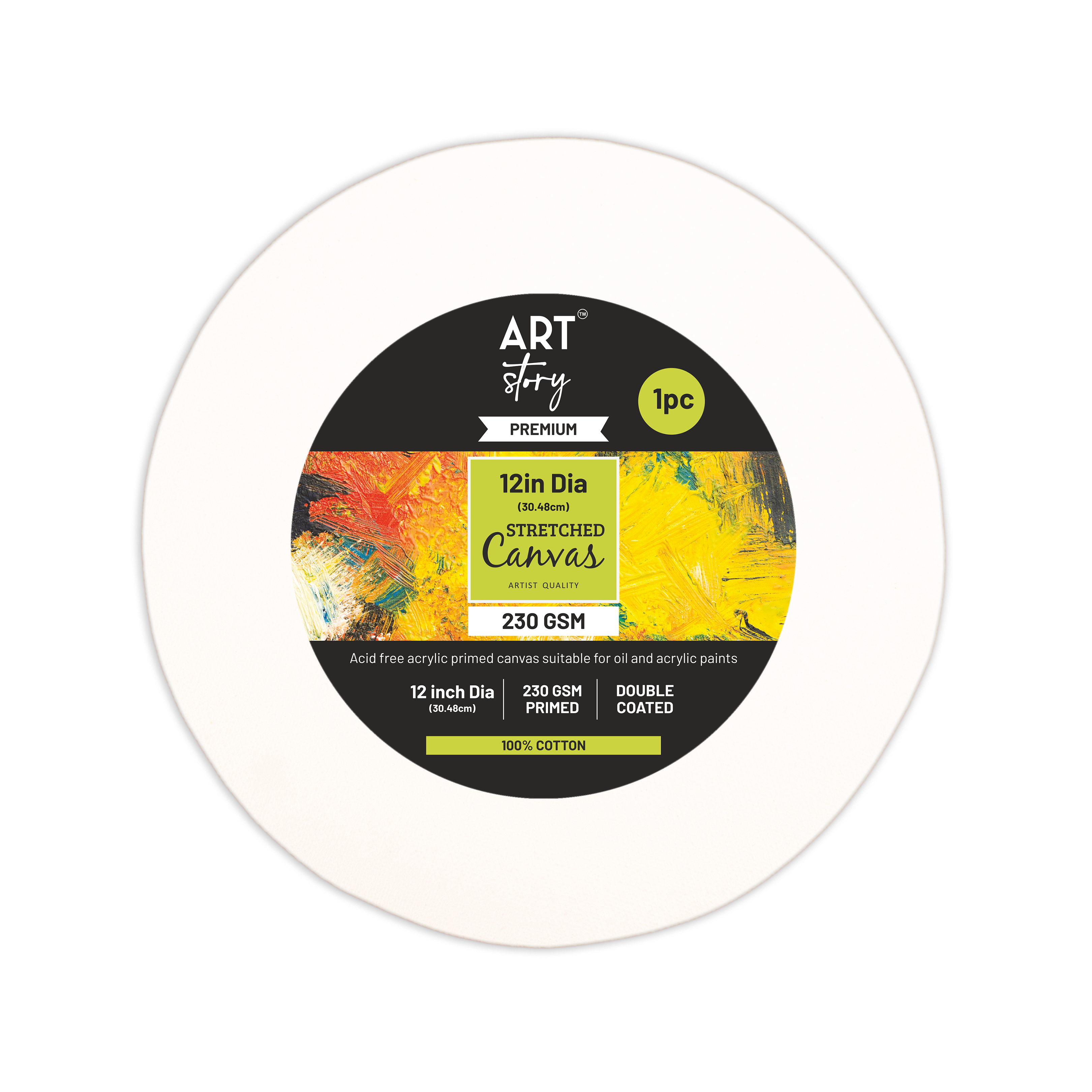 Stretched Canvas Round 22mm 12inch Dia 1pc