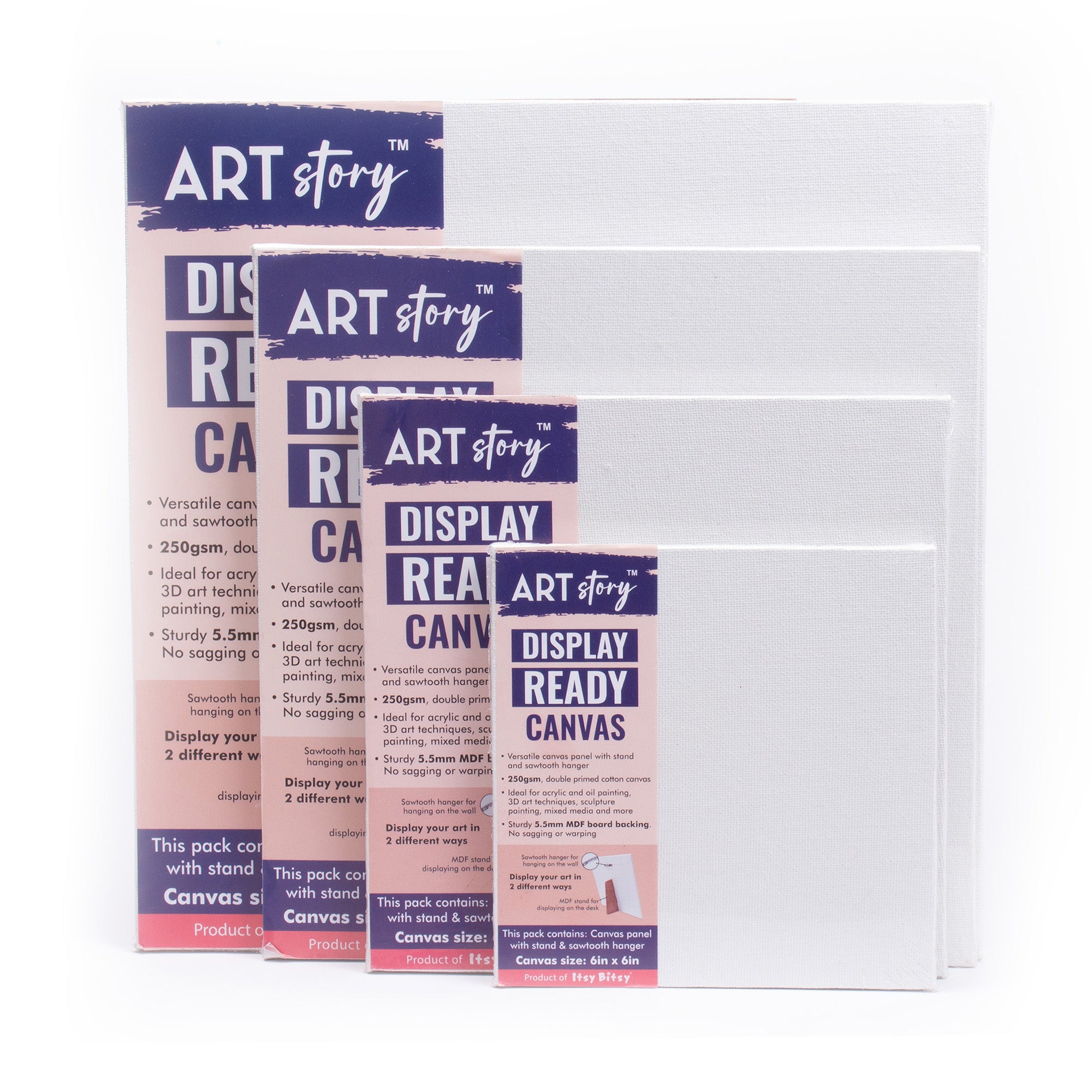 Ready to Display Canvas 8 X 8inch 250gsm MDF 5.5mm Thick