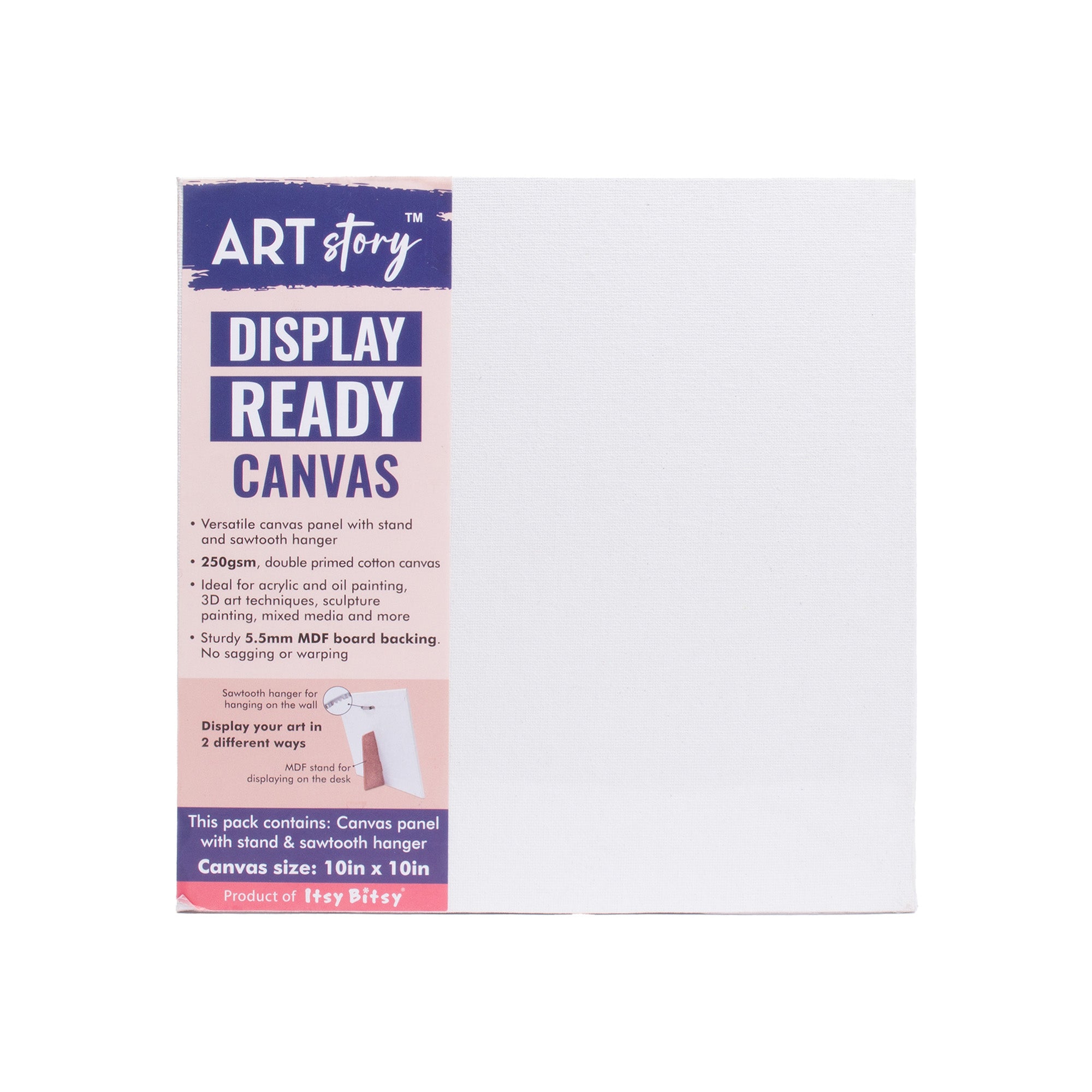 Ready to Display Canvas 10 X 10inch 250gsm MDF 5.5mm Thick