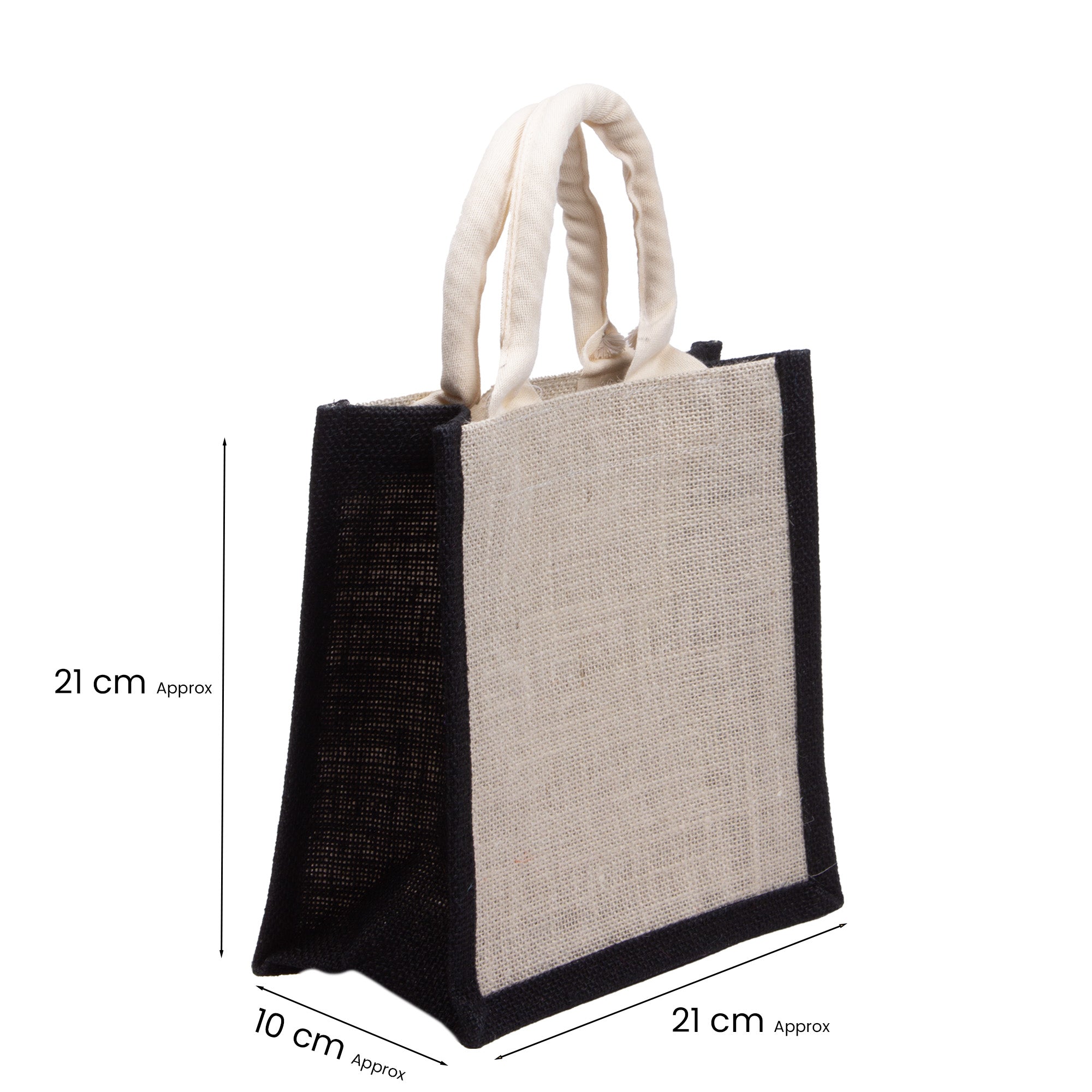 Burlap Bag with Padded Fabric Handlesorted Colours L8.2 X W8.2 X D4inch 1pc