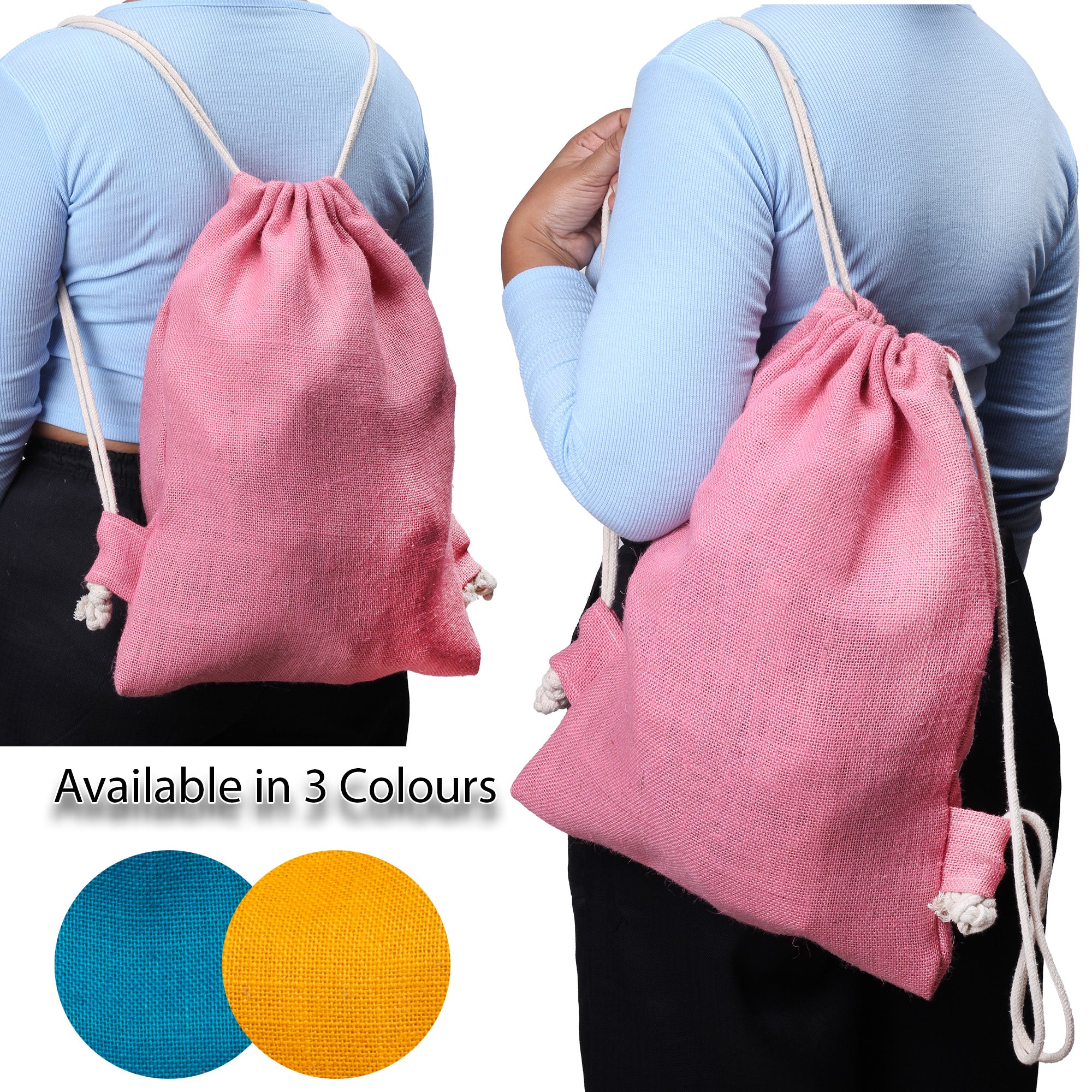Burlap Backpack Assorted Colours L16.9 X W12.9inch 1pc
