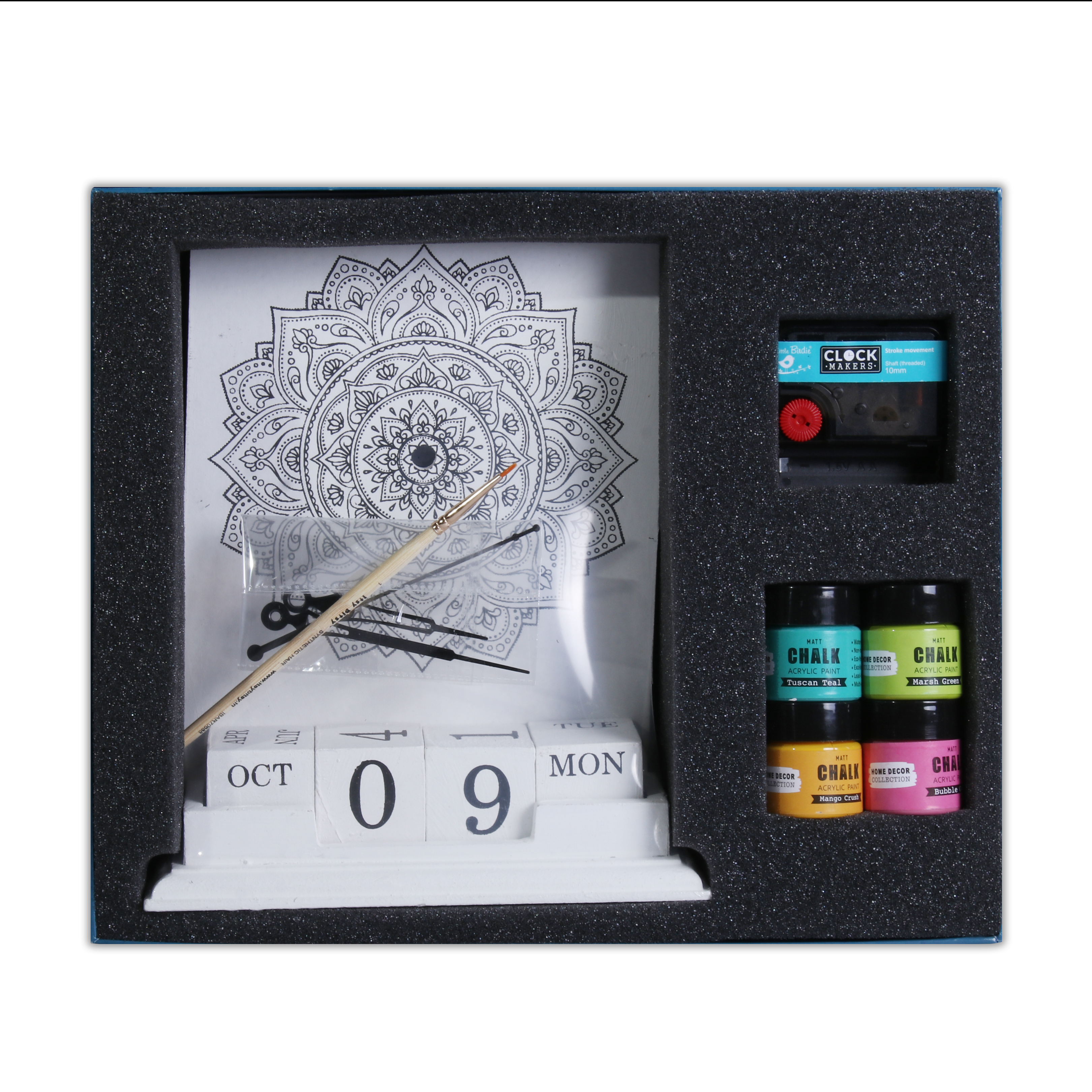 Wooden Desk Clock and Calendar Magnificent Mandala Kit - Gift Of Creativity