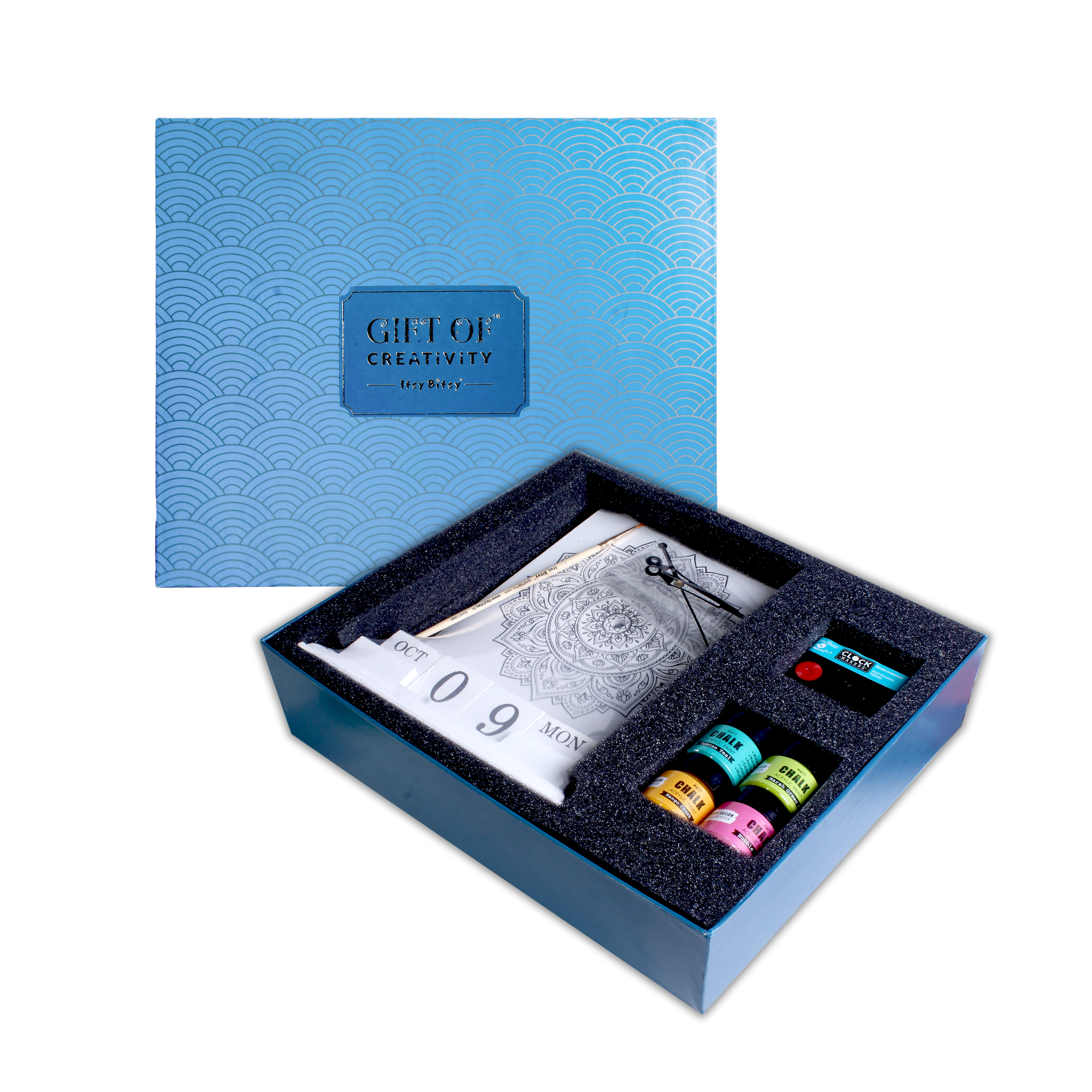 Wooden Desk Clock and Calendar Magnificent Mandala Kit - Gift Of Creativity