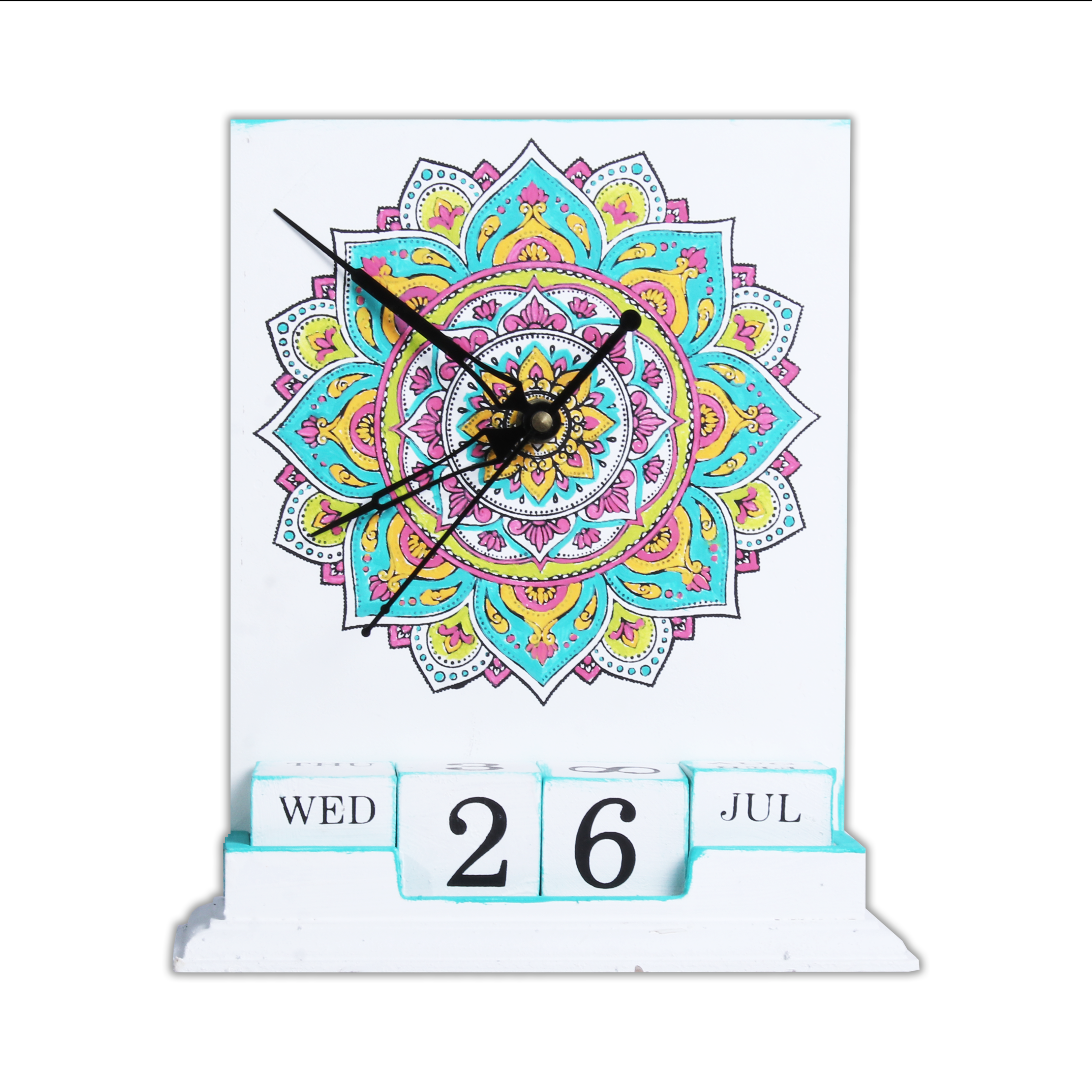 Wooden Desk Clock and Calendar Magnificent Mandala Kit - Gift Of Creativity