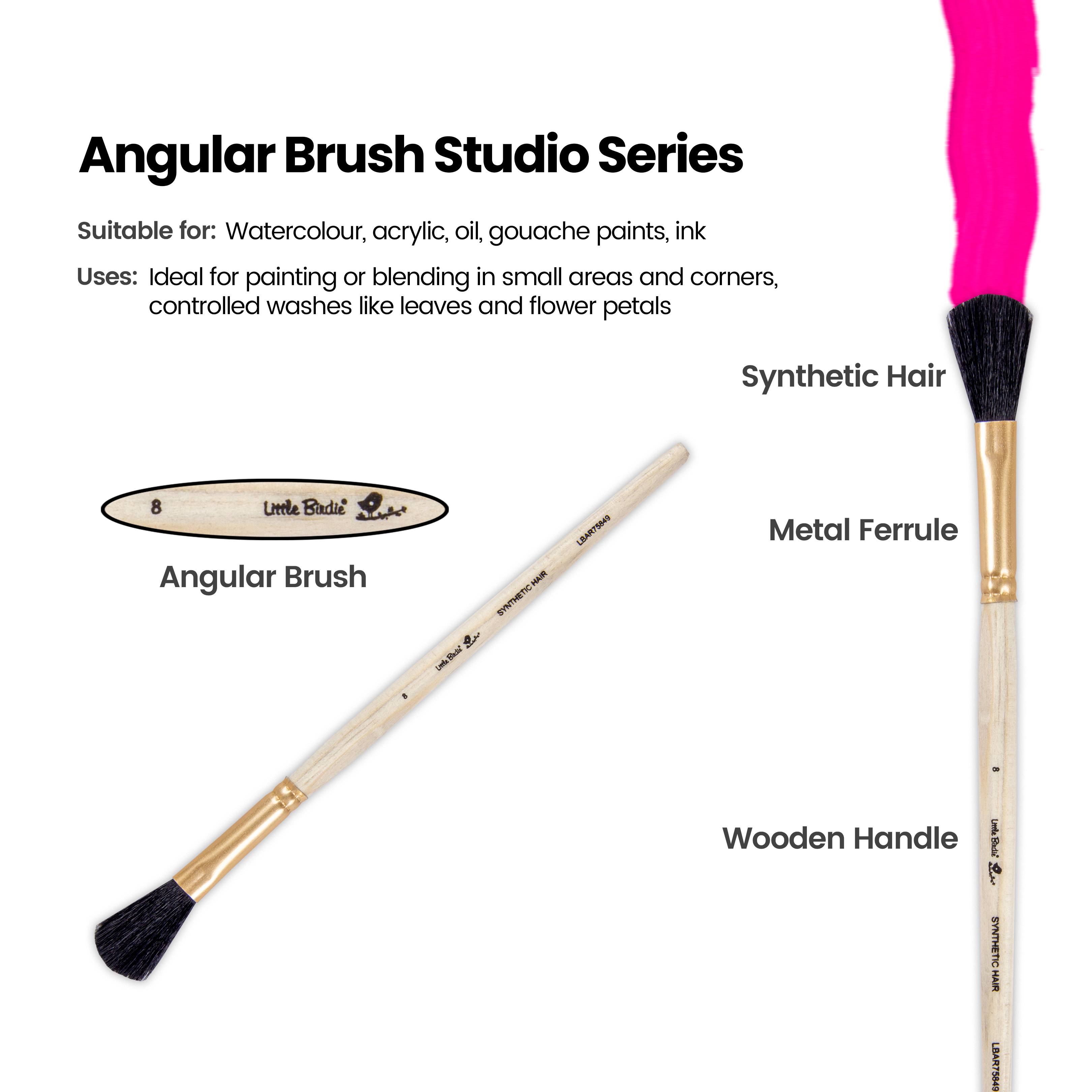 Mop Brush Synthetic Hair Size 8 Handle Length 150Mm 1 Pc