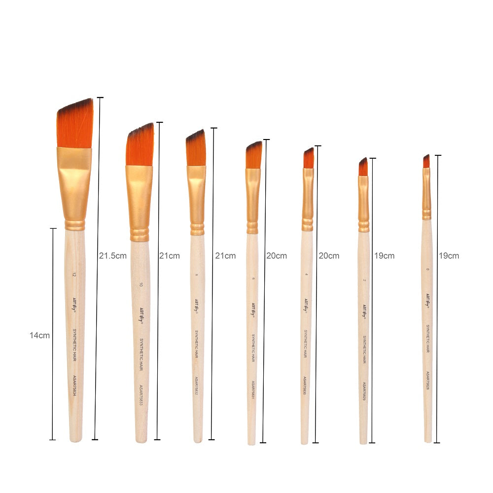 Angular Brush Synthetic Hair Size 0 2 4 6 8 10 12 Set of 7 pc