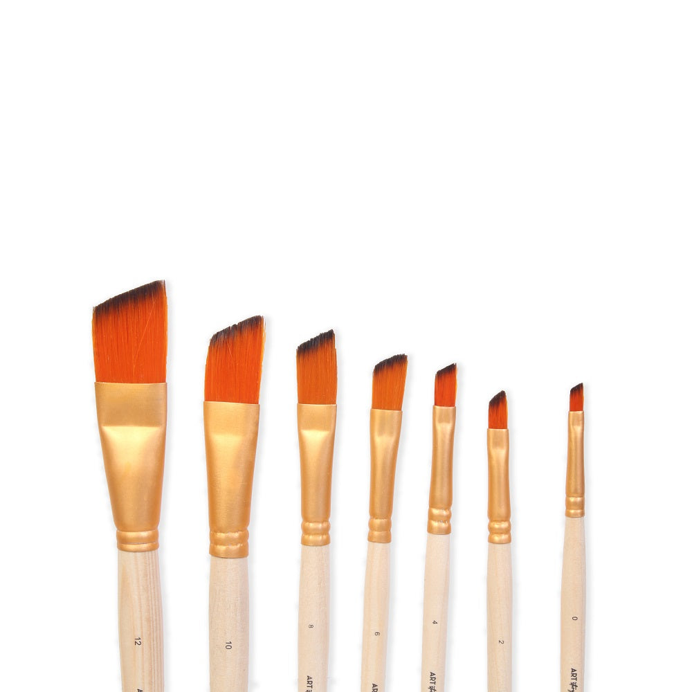 Angular Brush Synthetic Hair Size 0 2 4 6 8 10 12 Set of 7 pc