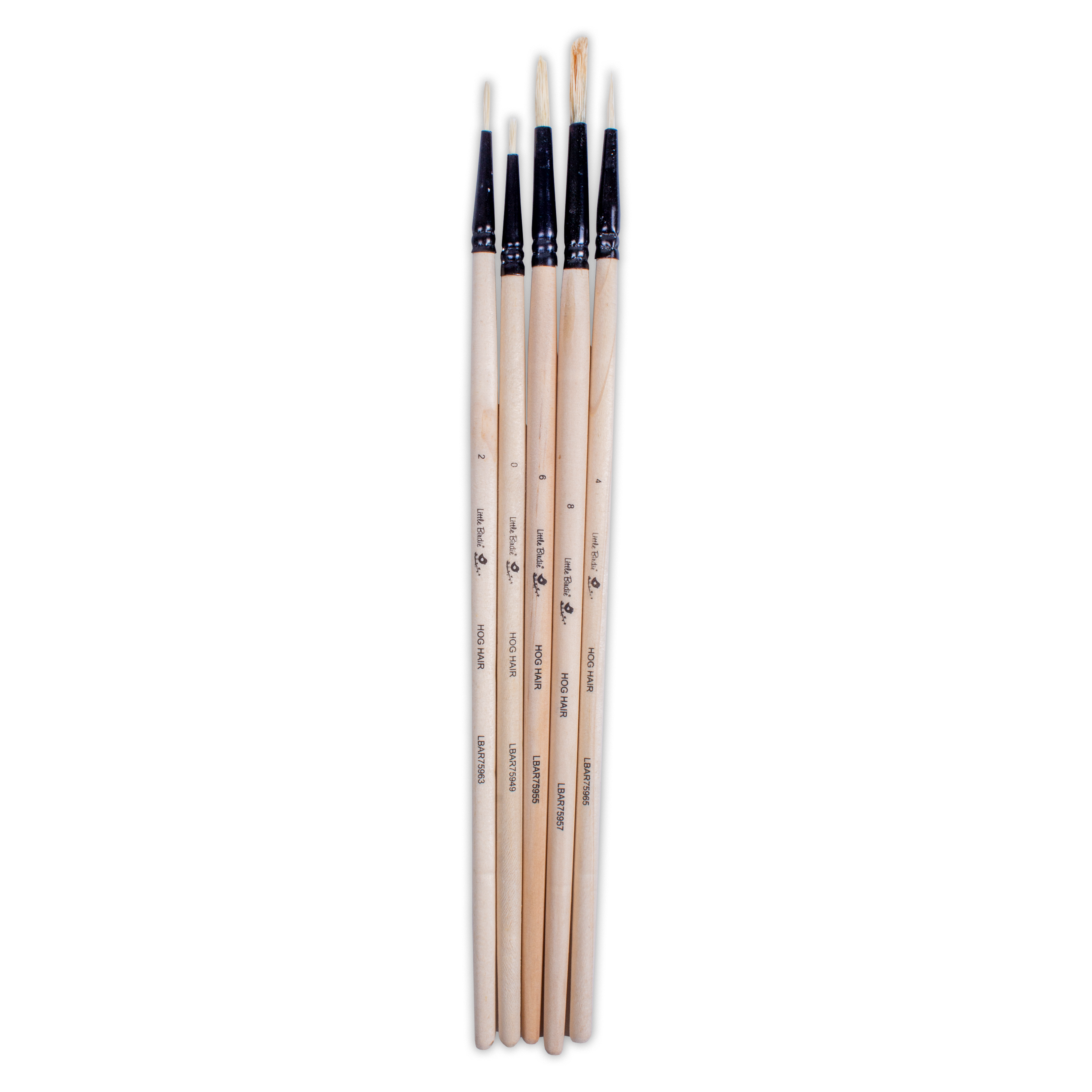 Synthetic Hog Hair Oil Brush Round Size.0 2 4 6 8 Set of 5pc