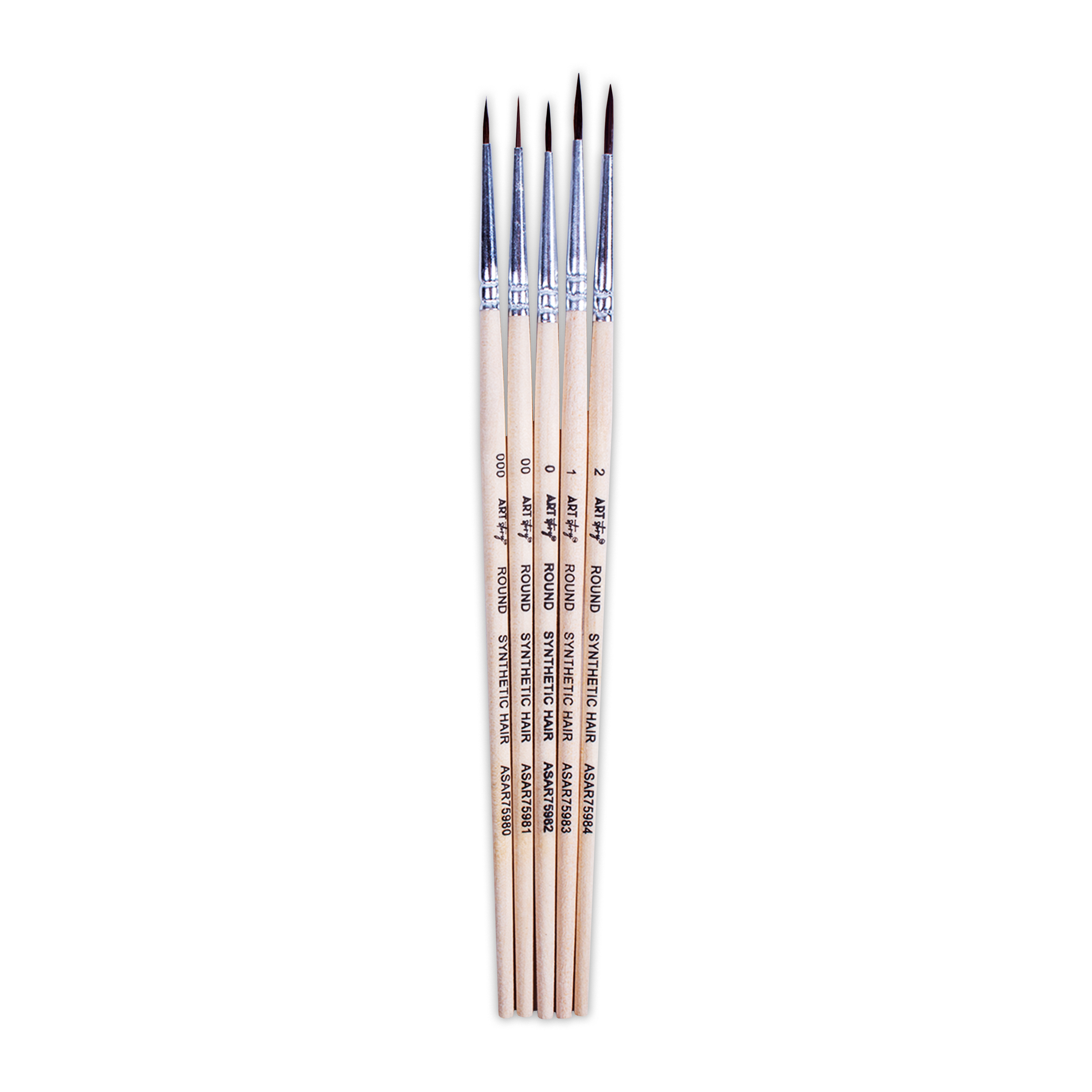 Watercolour Brush Round Synthetic Hair Size 000 00 0 1 2 Set of 5pc
