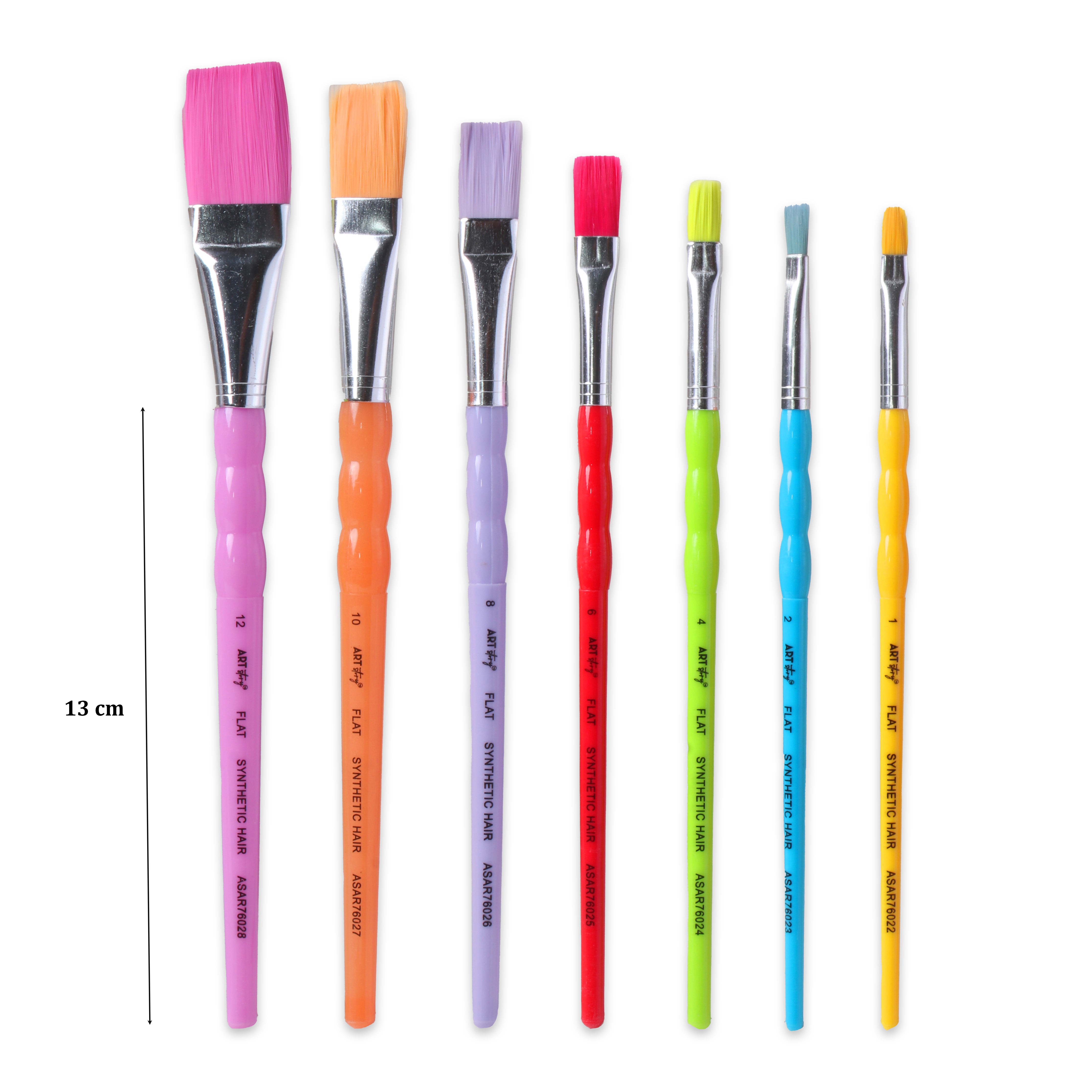 Kids Brush Flat Synthetic Hair Size 1 2 4 6 8 10 12 Set of 7pc