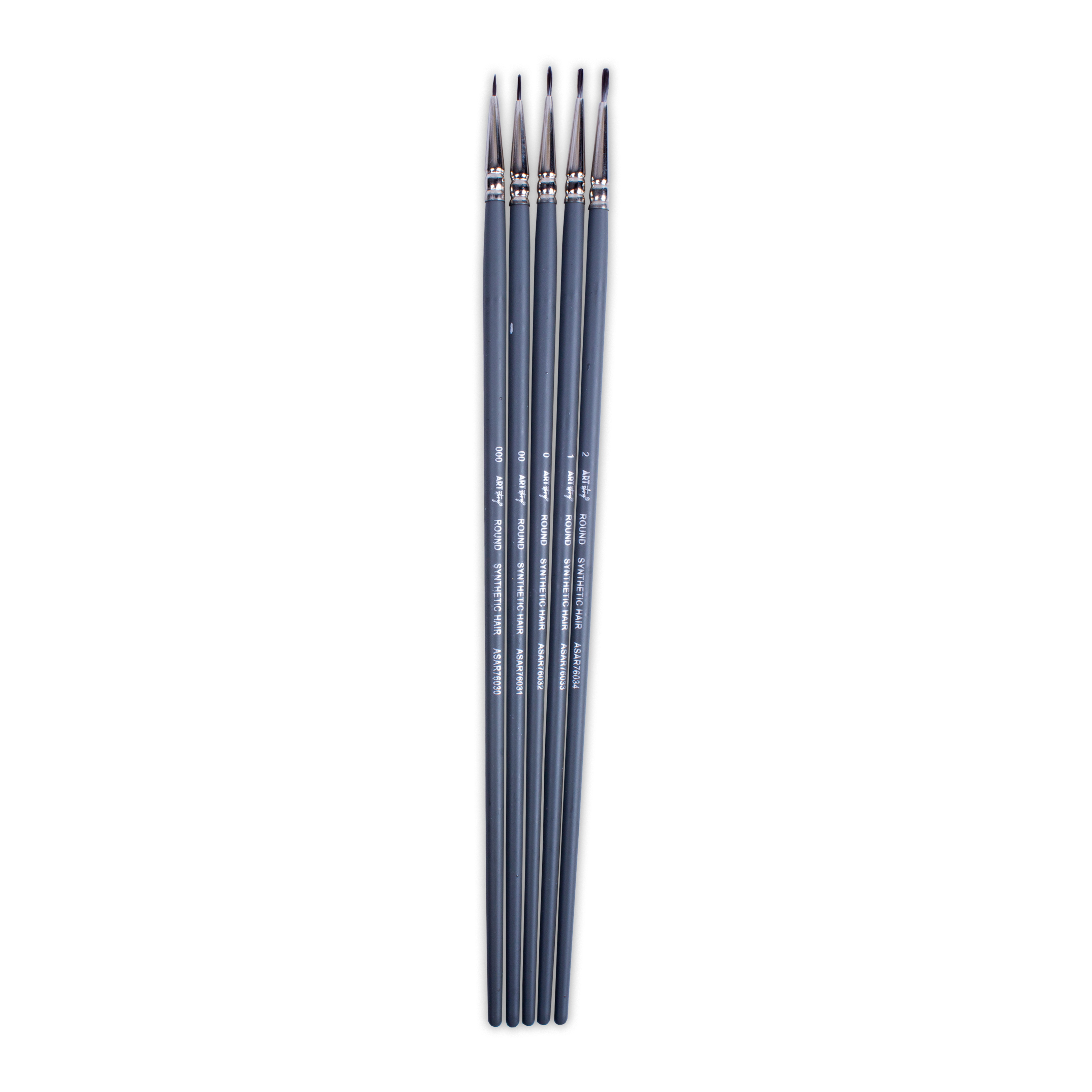Long Handle Brush Round Synthetic Hair Size 000 00 0 1 2 Set of 5pc