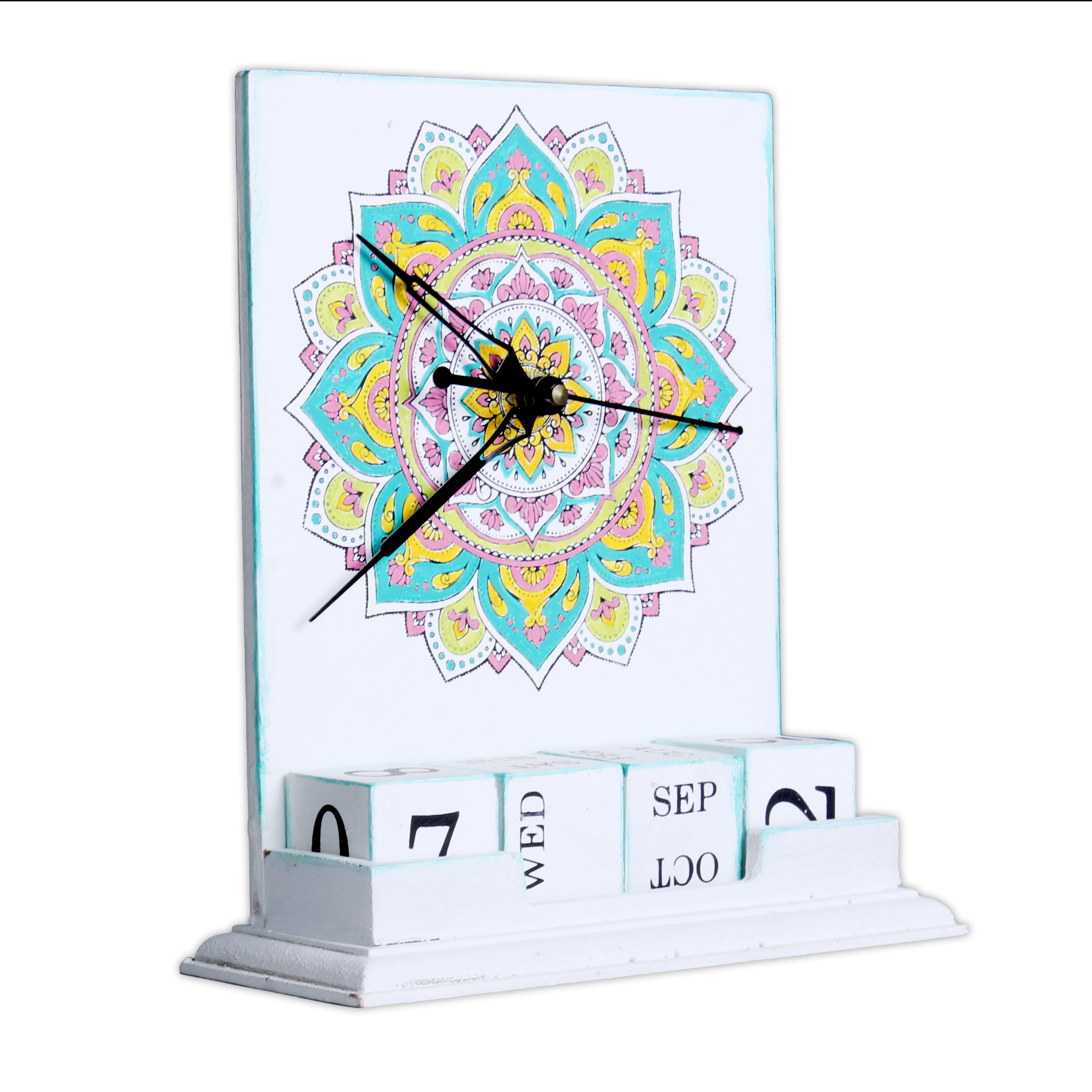 Wooden Desk Clock and Calendar Magnificent Mandala Kit - Gift Of Creativity