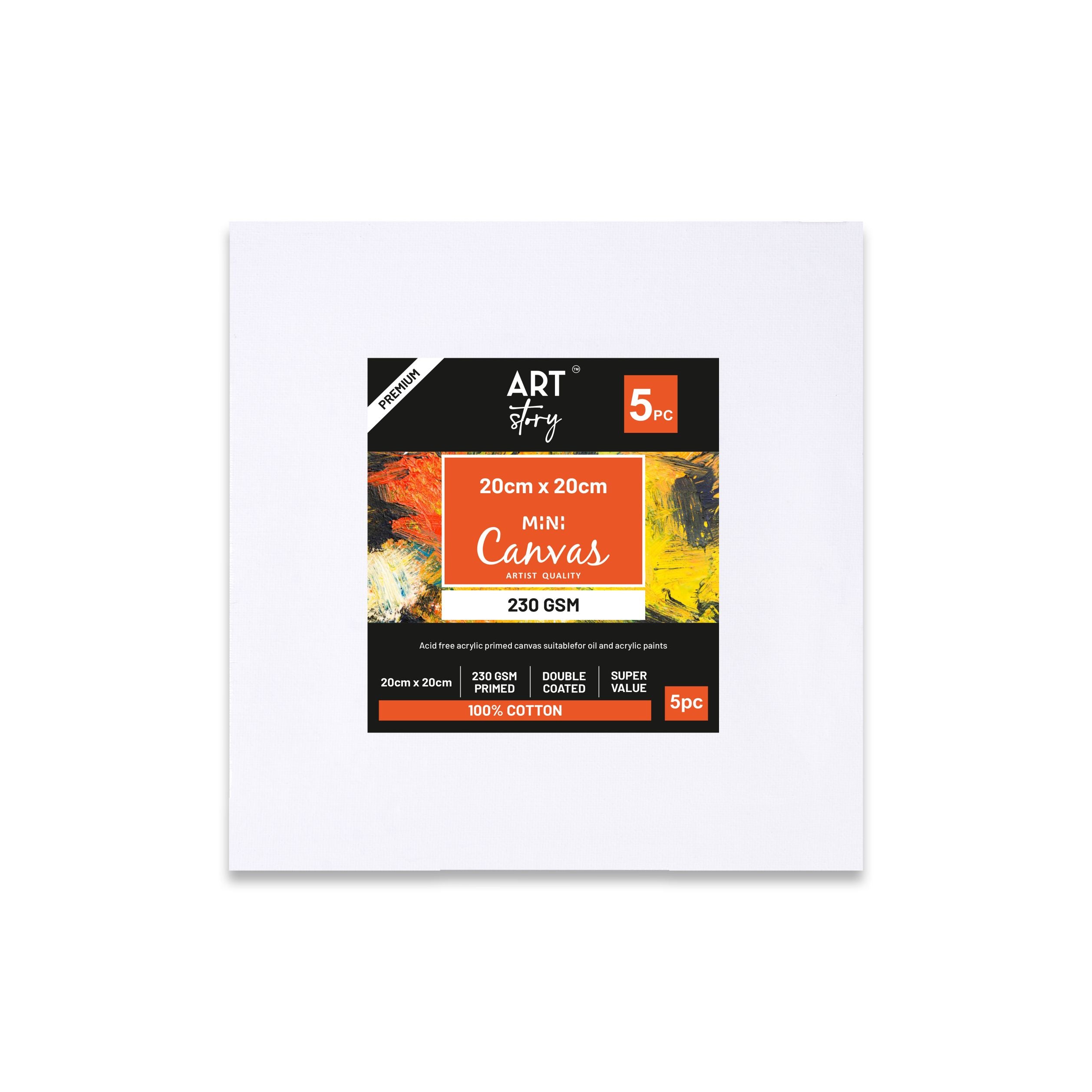 Mini Canvas 20 X 20Cm Pack Of 5Pc Shrink As