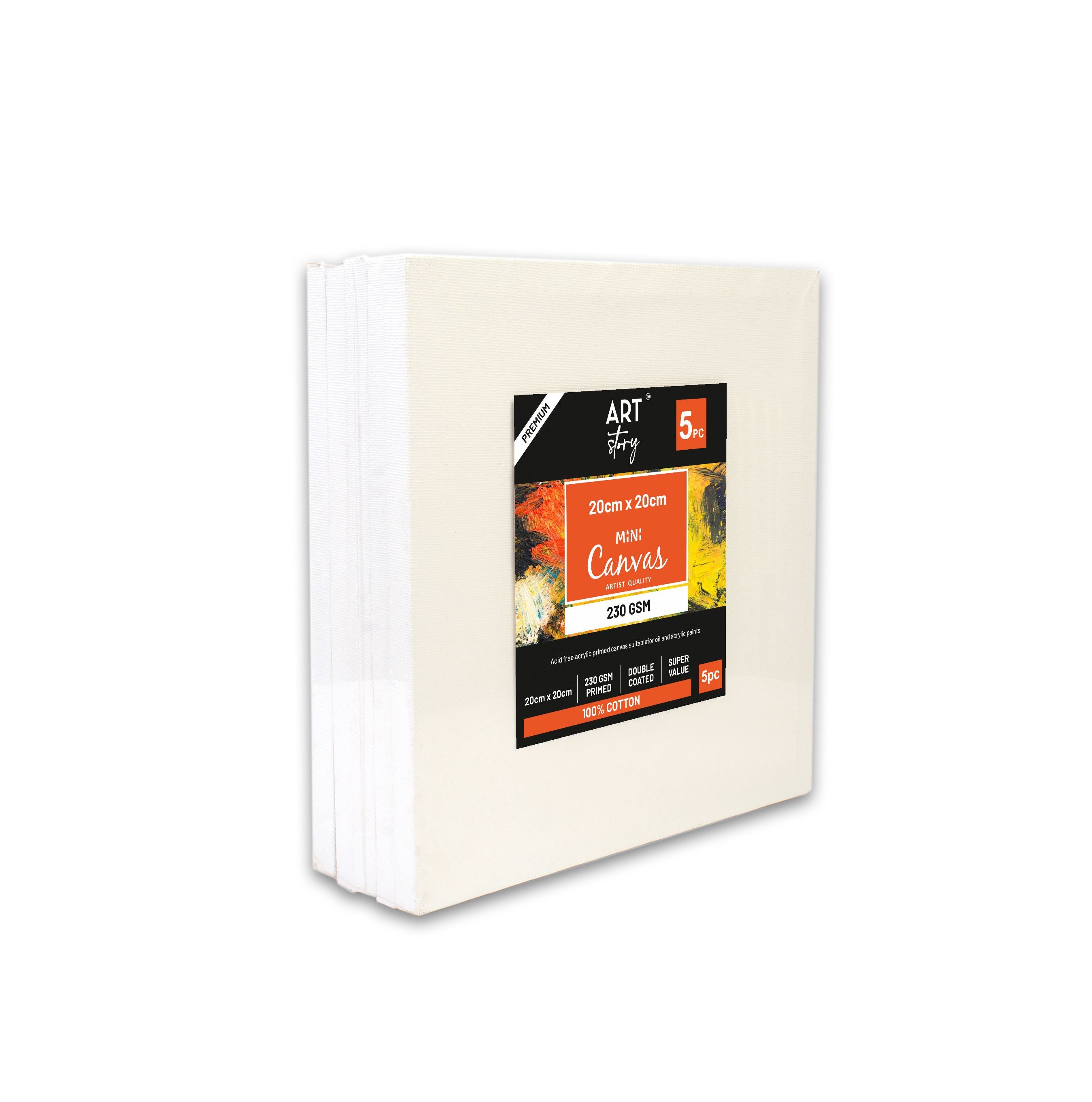 Mini Canvas 20 X 20Cm Pack Of 5Pc Shrink As