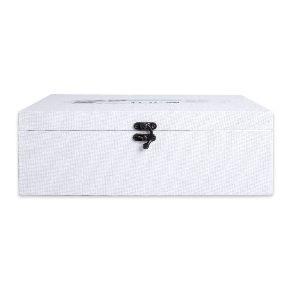 Paintable Canvas MDF Box With Latch L12 X W6 X H4 Inch 1Pc