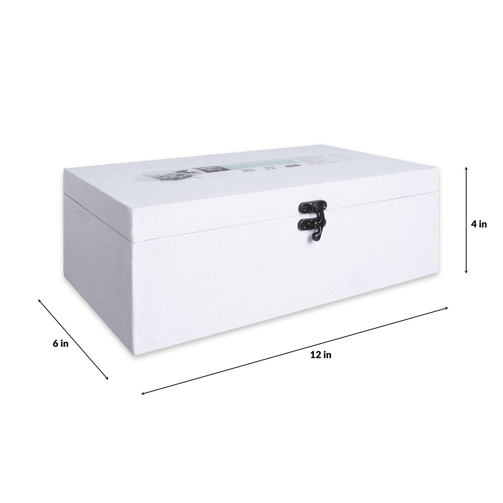 Paintable Canvas MDF Box With Latch L12 X W6 X H4 Inch 1Pc