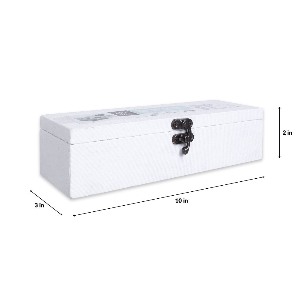 Paintable Canvas MDF Box With Latch L8 X W3X H2 Inch 1Pc