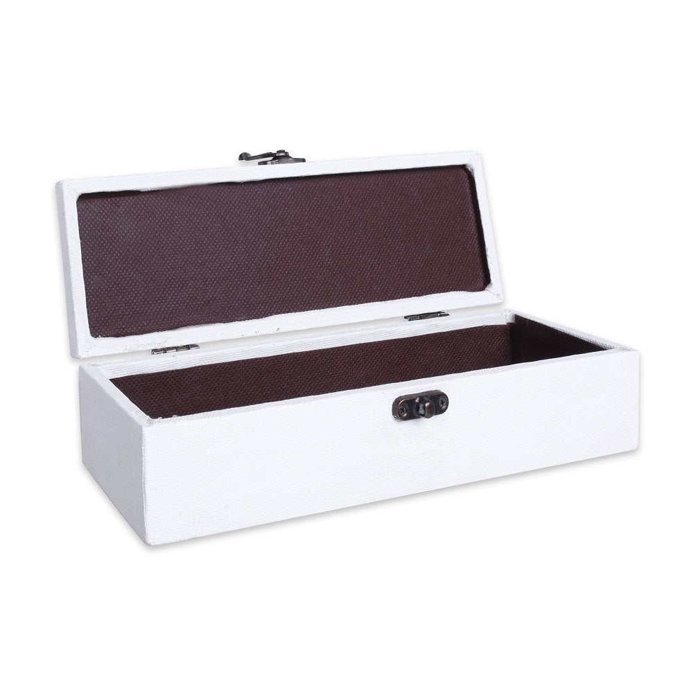 Paintable Canvas MDF Box With Latch L8 X W3X H2 Inch 1Pc