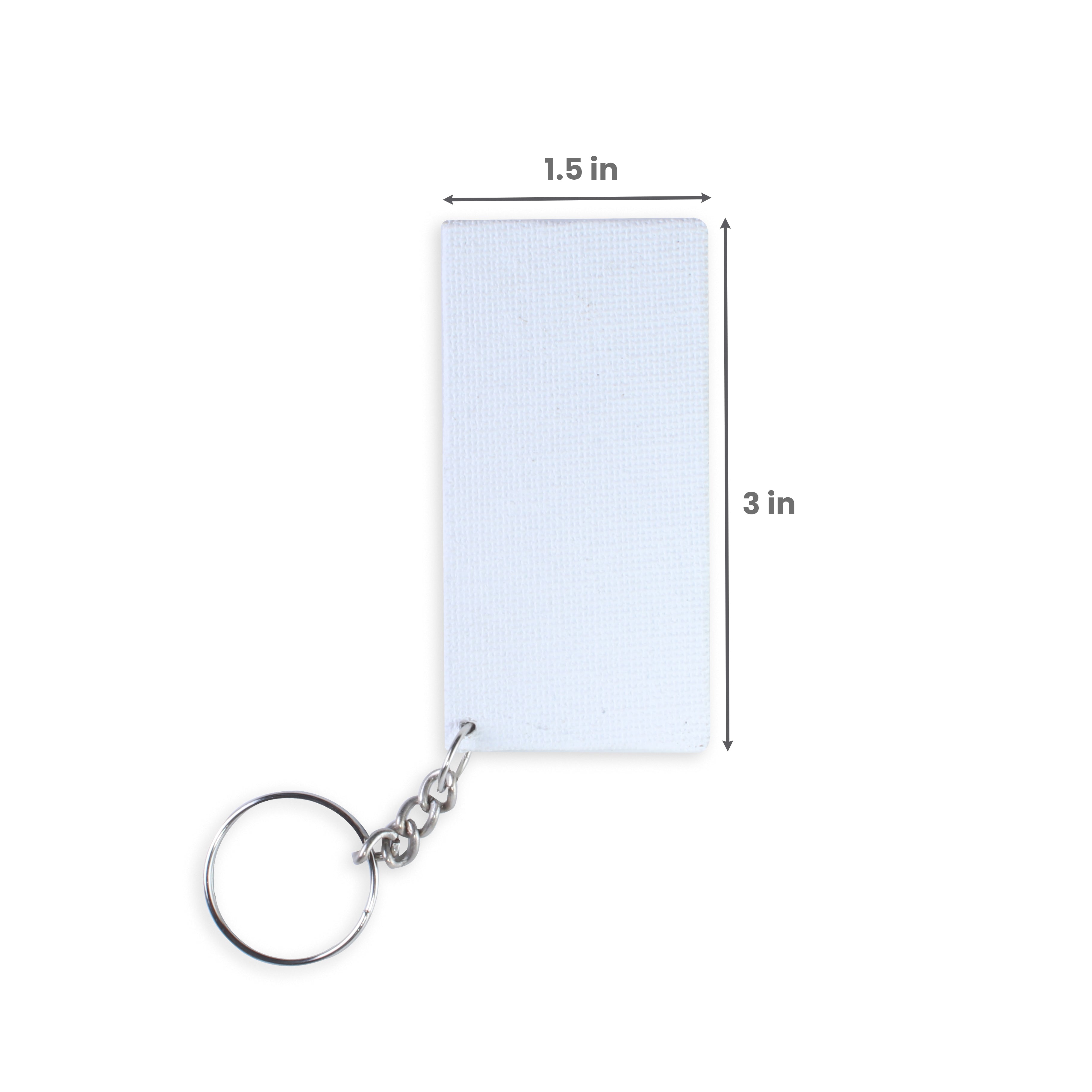 Paintable MDF Canvas Keychain 1.5 X 3 Inch 2mm Thick 4Pc