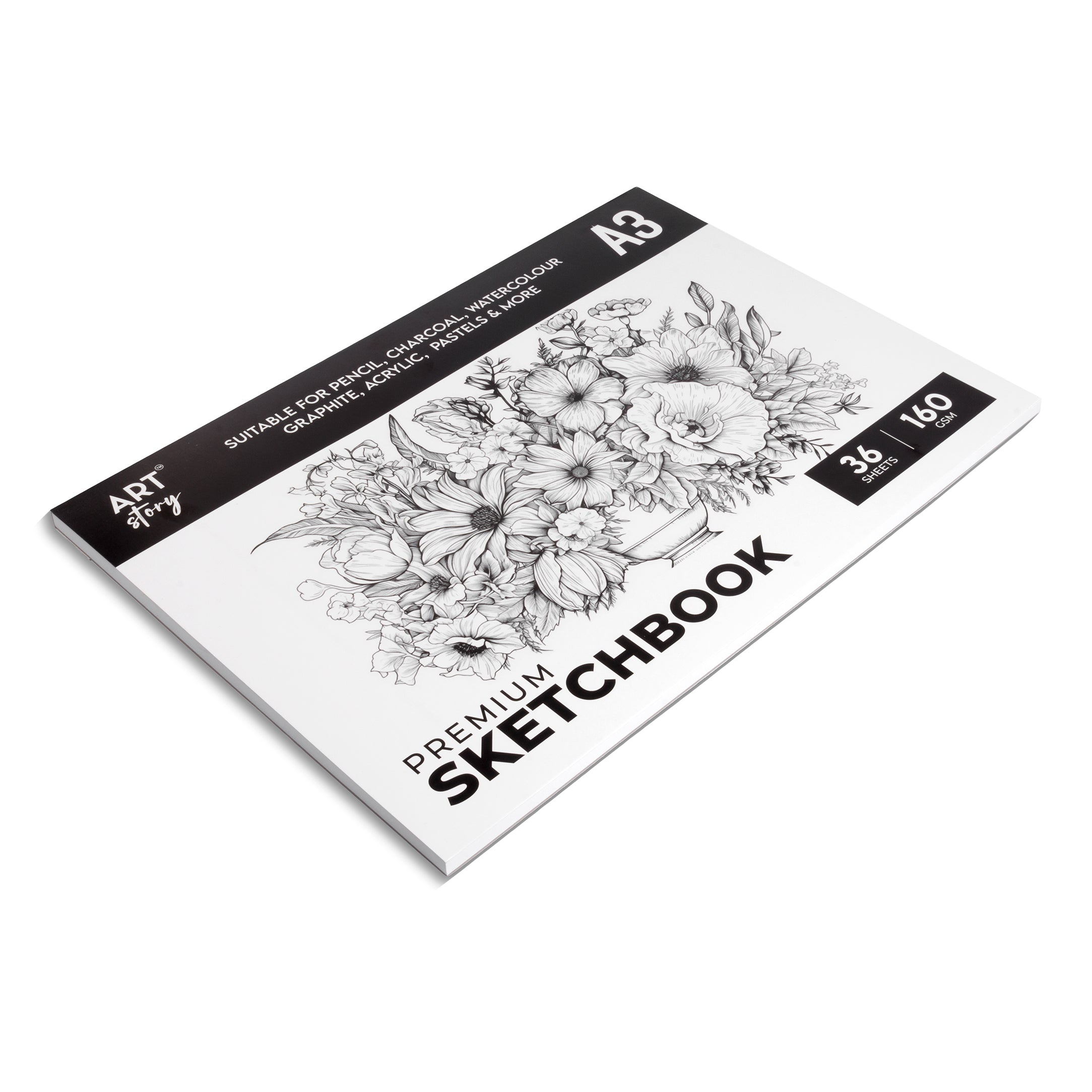 Premium Sketch Pad Flap Over Cover Page A3 160gsm 36 Sheets