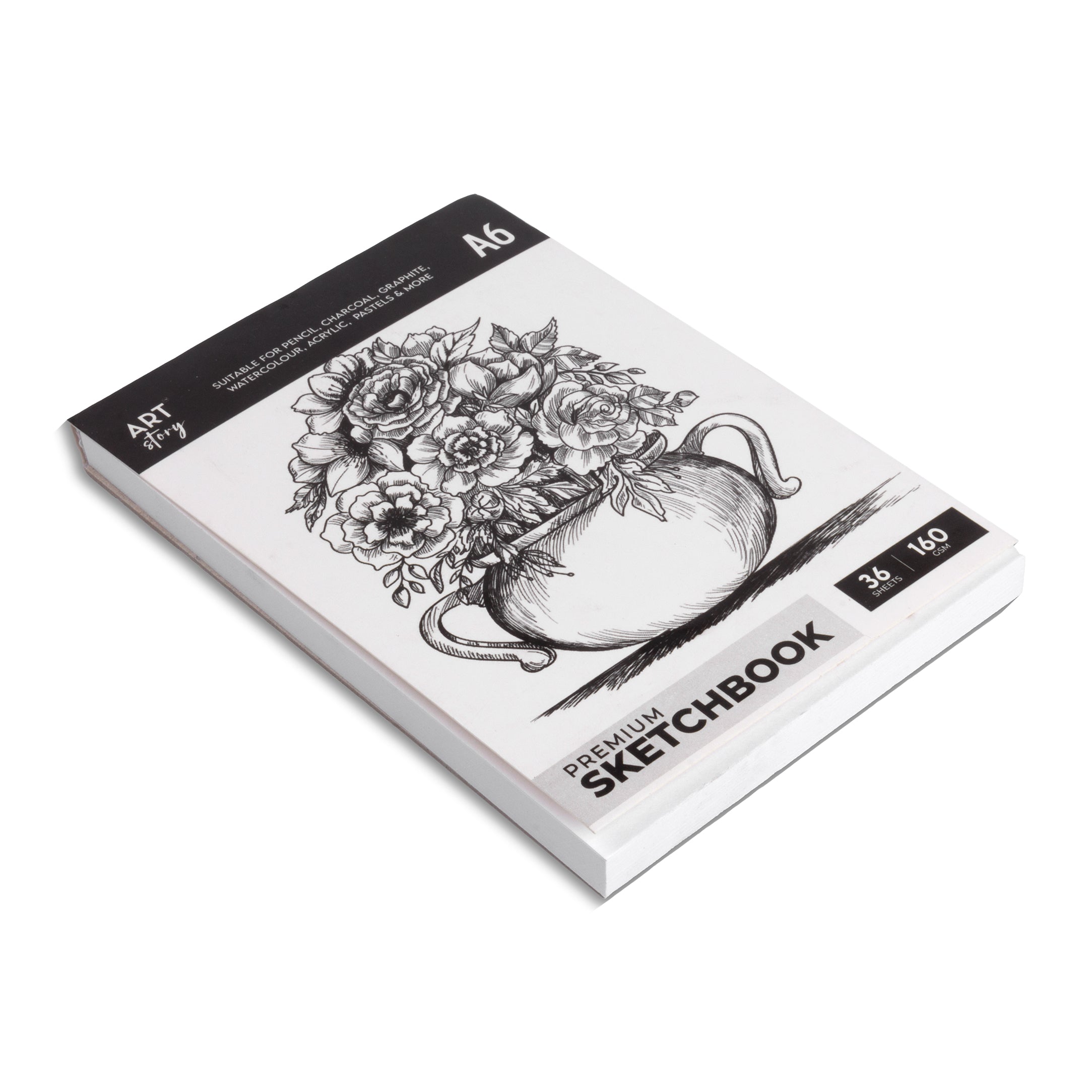 Premium Sketch Pad Flap Over Cover Page A6 160gsm 36 Sheets