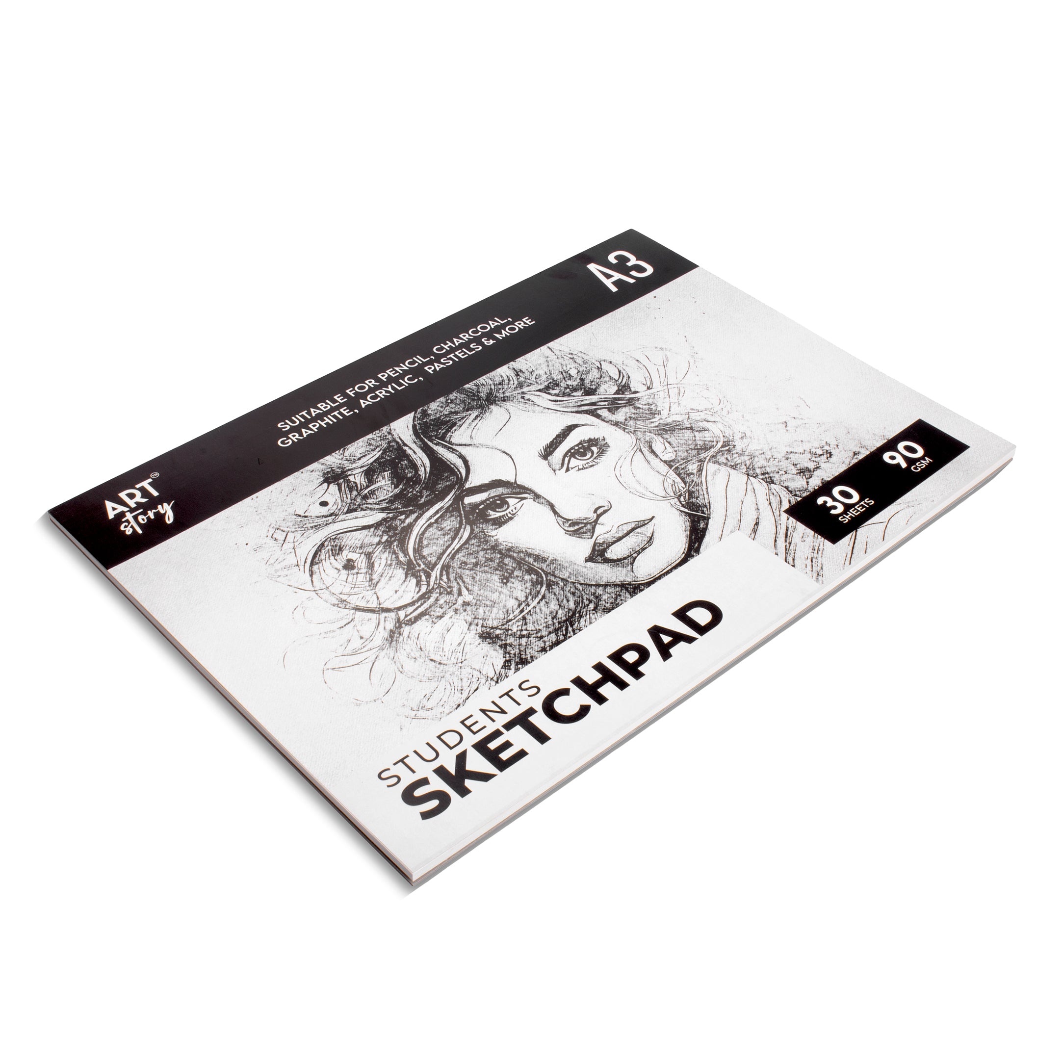 Student Sketch Pad Flap Over Cover Page A3 90gsm 30 Sheets