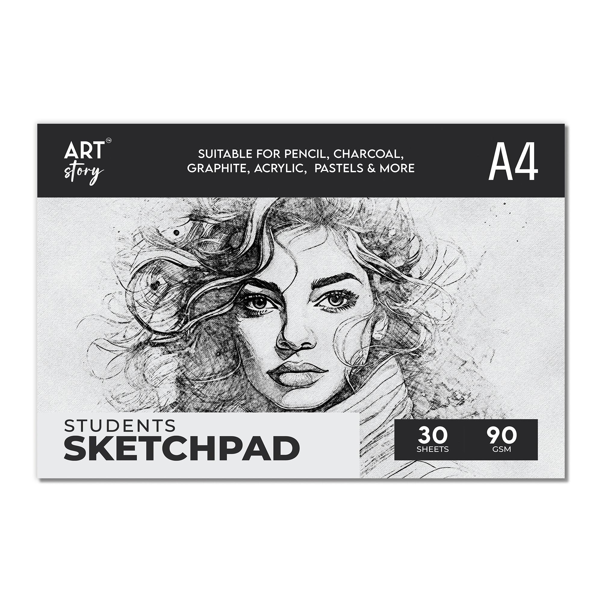 Student Sketch Pad Flap Over Cover Page A4 90gsm 30 Sheets