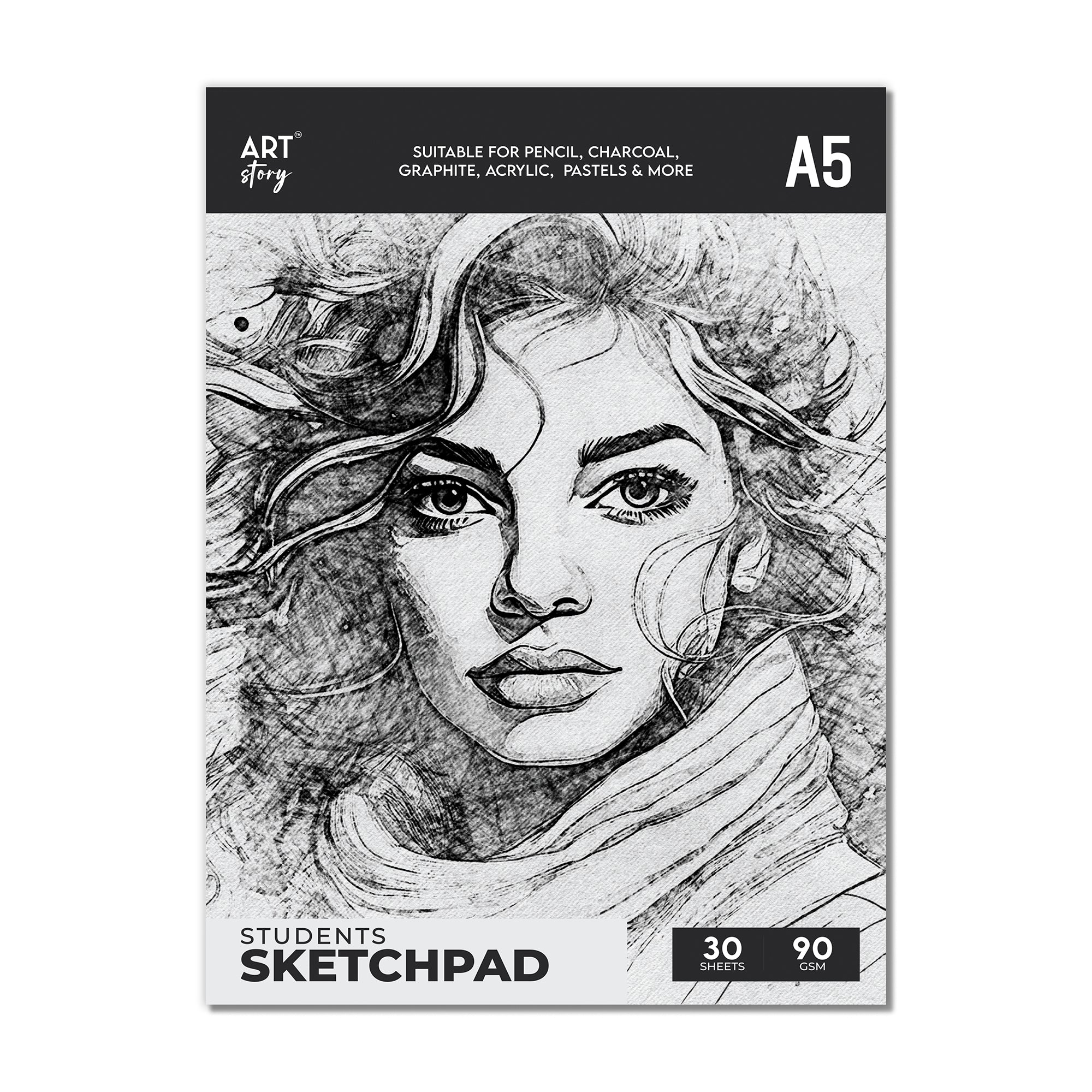 Student Sketch Pad Flap Over Cover Page A5 90gsm 30 Sheets