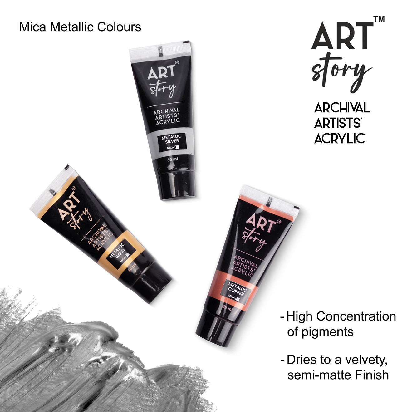Metallic Artists Acrylic Colour Silver 30ml Tube