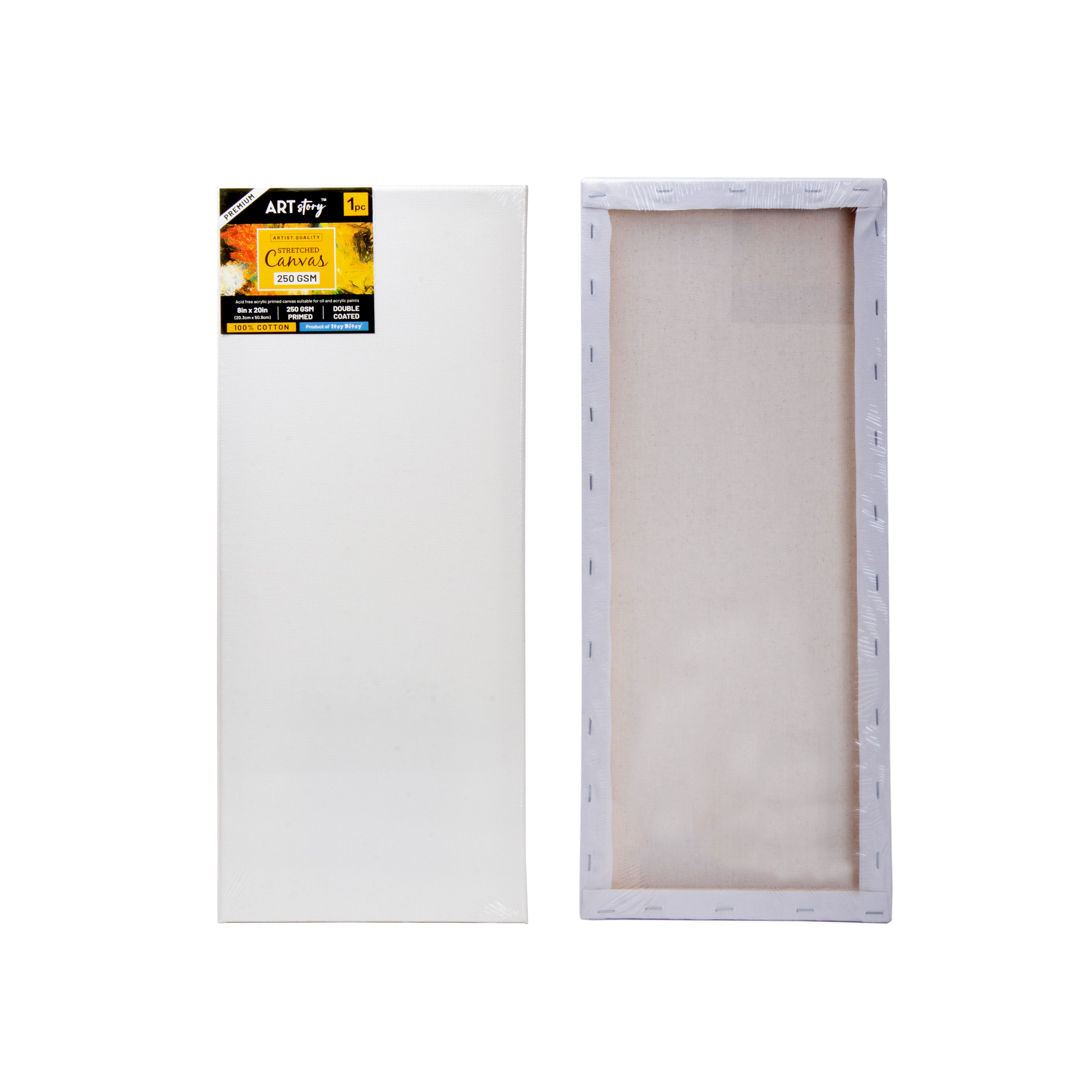 Stretched Canvas Frame (Pack of 3) 16X20mm 250gsm 8 X 20inch