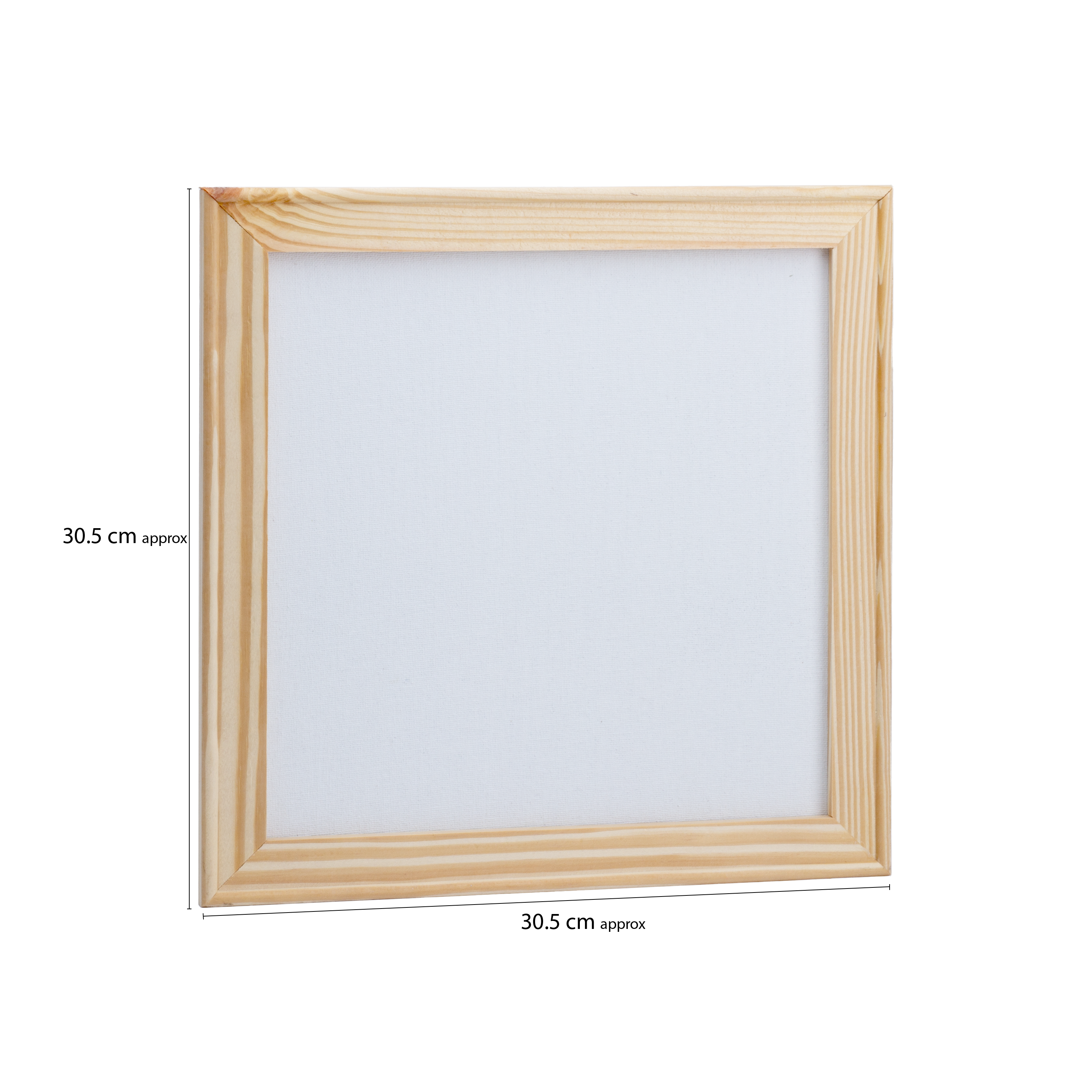 Pinewood Frame With 12 x 12in Canvas - 250gsm, 3mm Thick MDF Board Backing, Frame Size 3 X 1.5cm 1pc