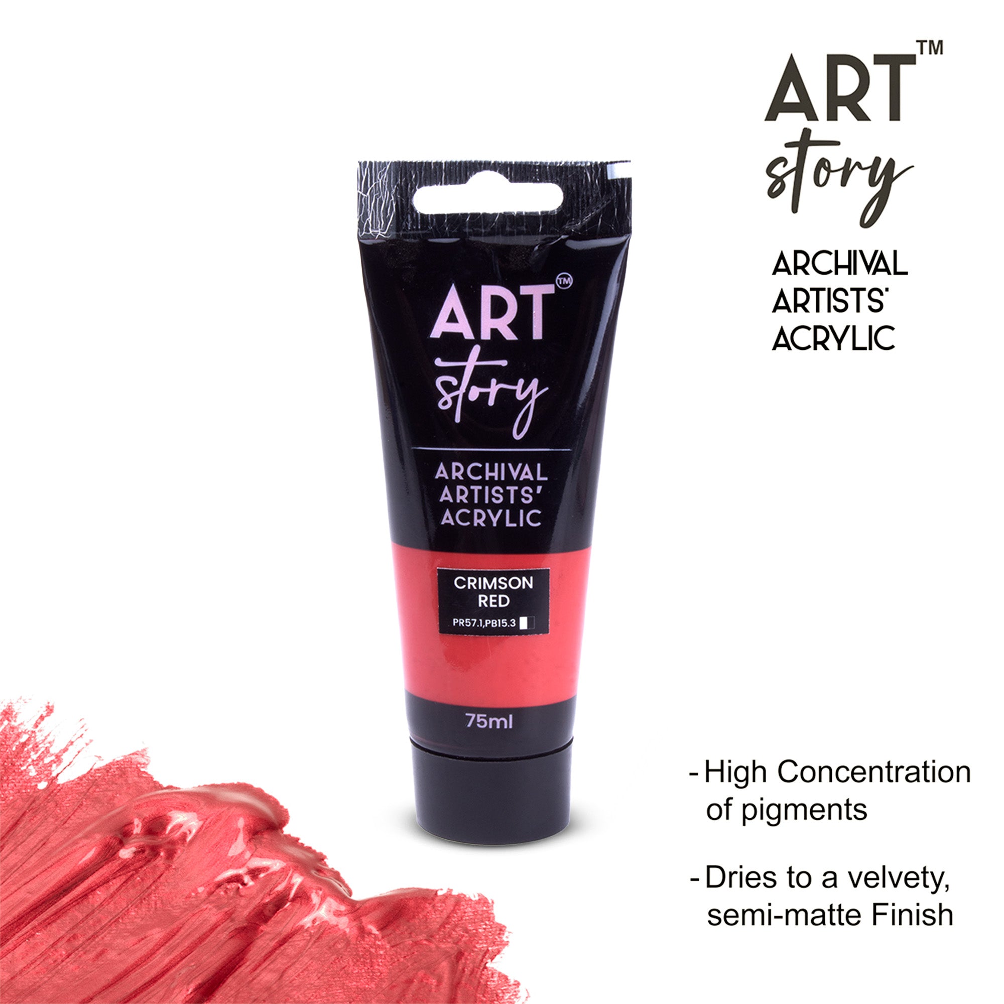 Artists Acrylic Colour Crimson Red 75ml Tube