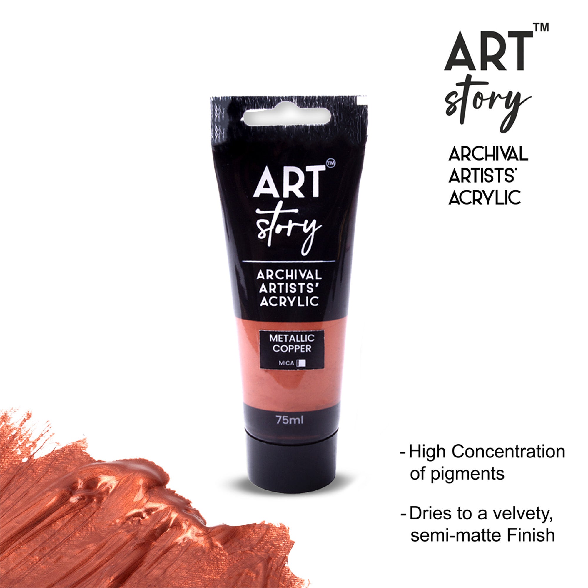 Metallic Artists Acrylic Colour Copper 75ml Tube