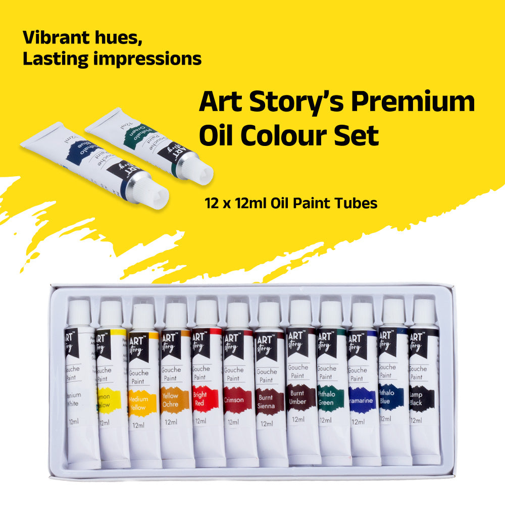 Artist Oil Colour Paint 12colours X 12ml Tubes Box