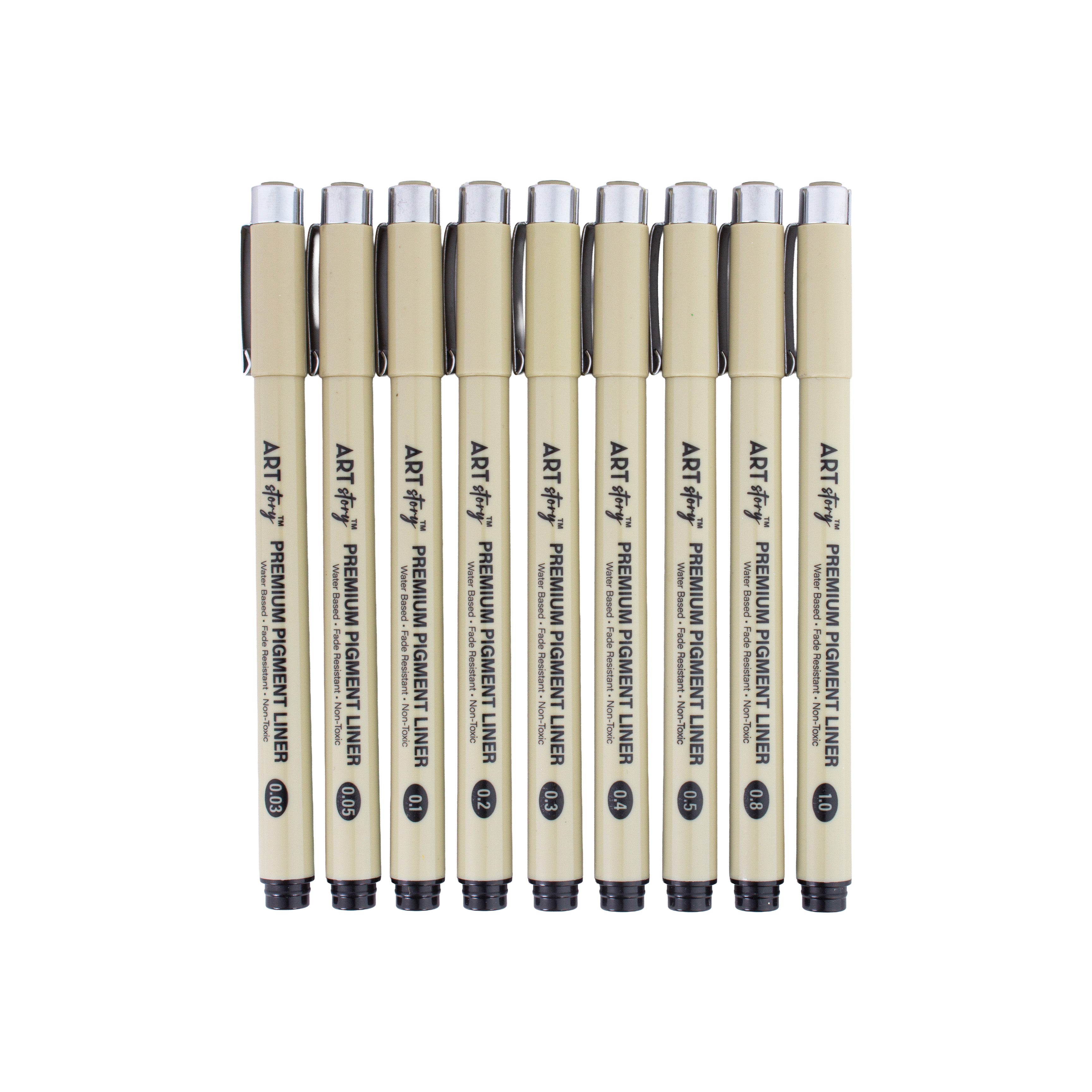 Pigment Fineliner Water Based Black 0.03/0.05/0.1/0.2/0.3/0.4/0.5/0.8/1.0 Tip Pack Of 9pc