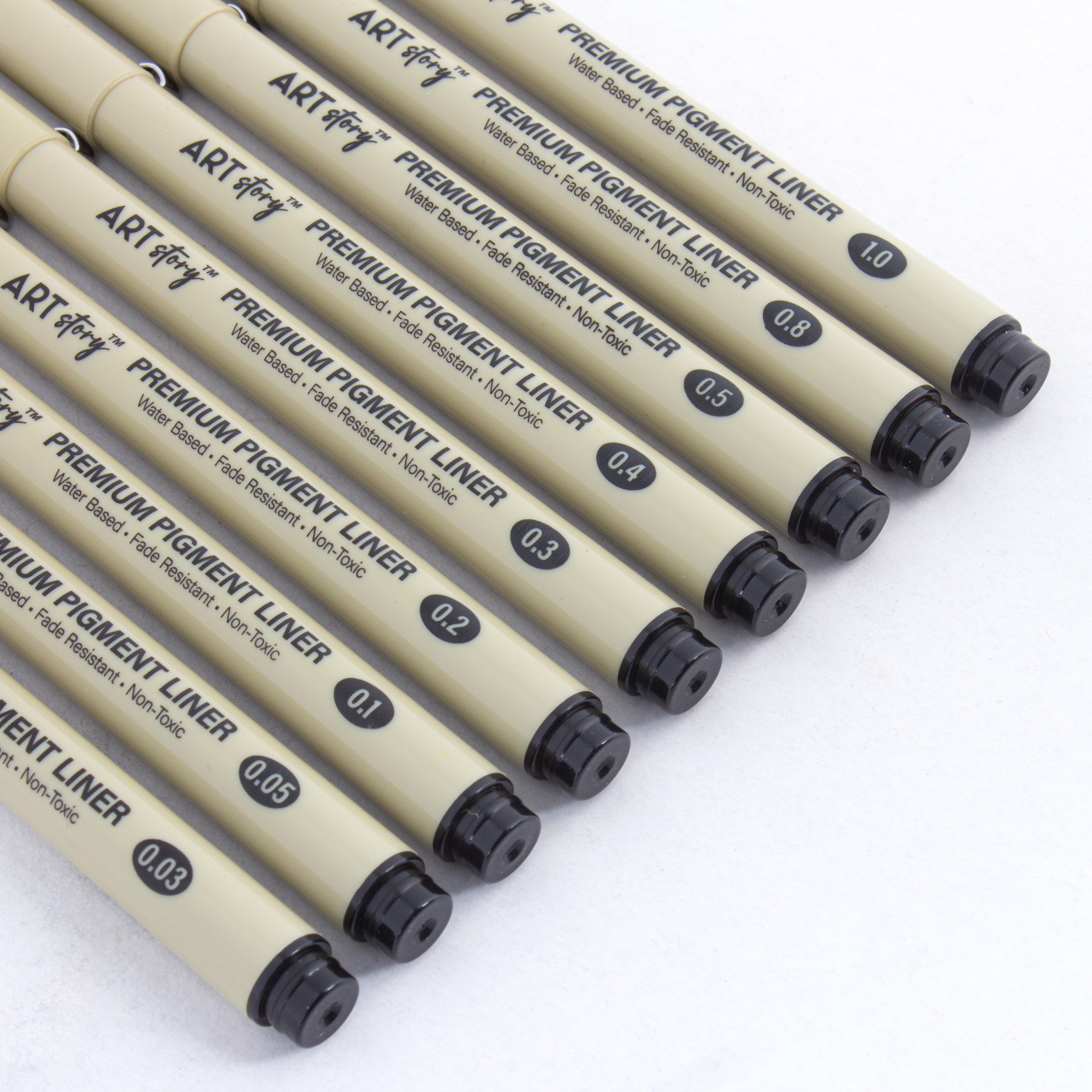 Pigment Fineliner Water Based Black 0.03/0.05/0.1/0.2/0.3/0.4/0.5/0.8/1.0 Tip Pack Of 9pc