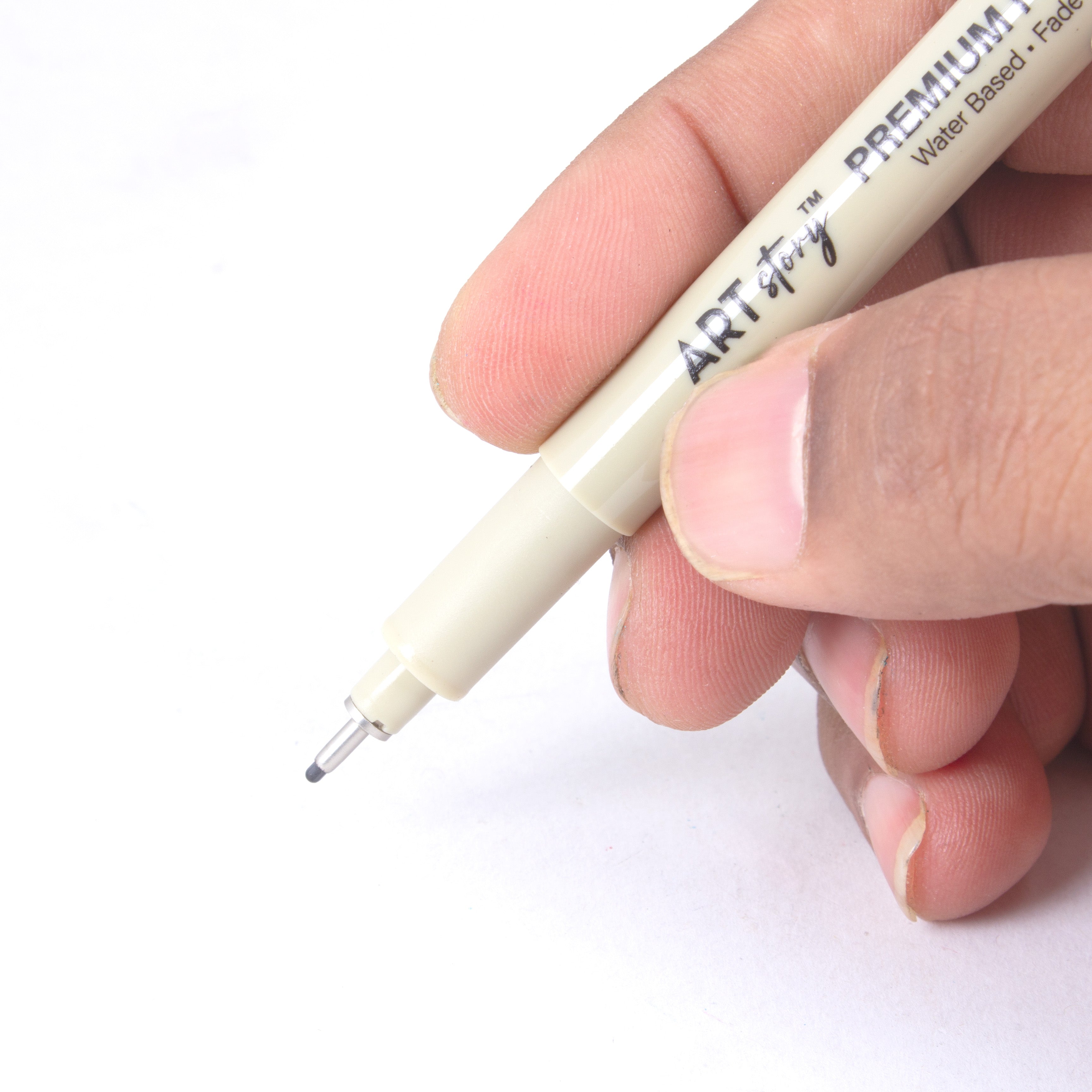 Pigment Fineliner Water Based Black 0.03/0.05/0.1/0.2/0.3/0.4/0.5/0.8/1.0 Tip Pack Of 9pc